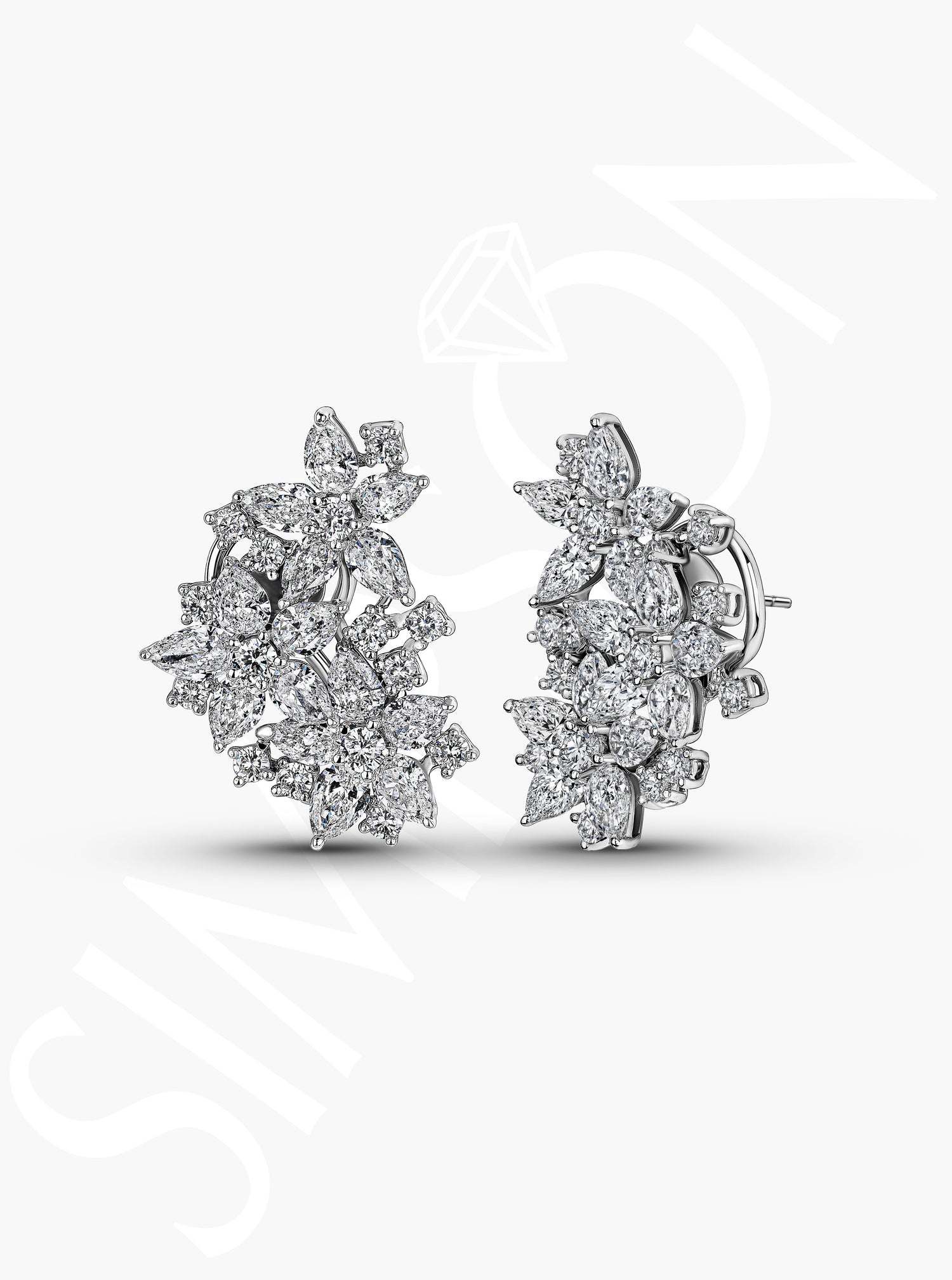 Floral Diamond Cluster Earrings