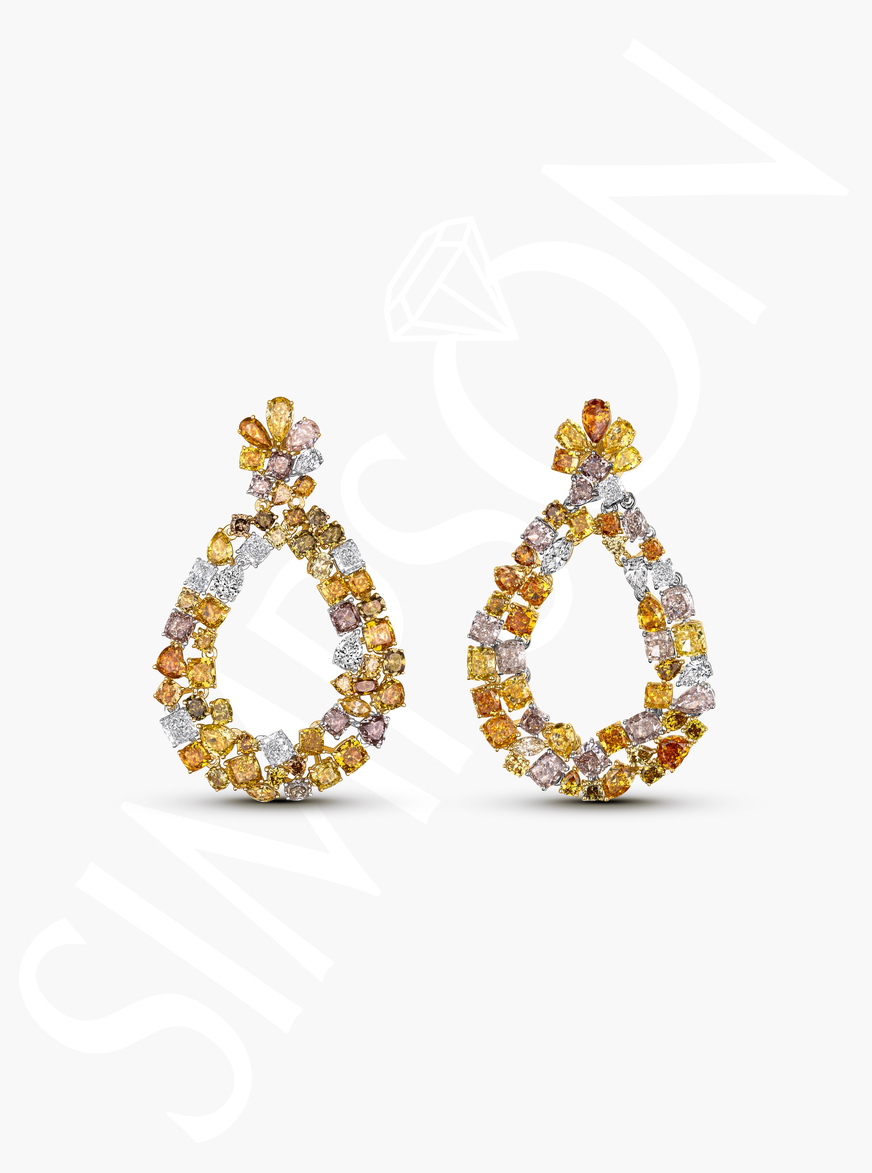 Golden Gradient Diamond Earrings