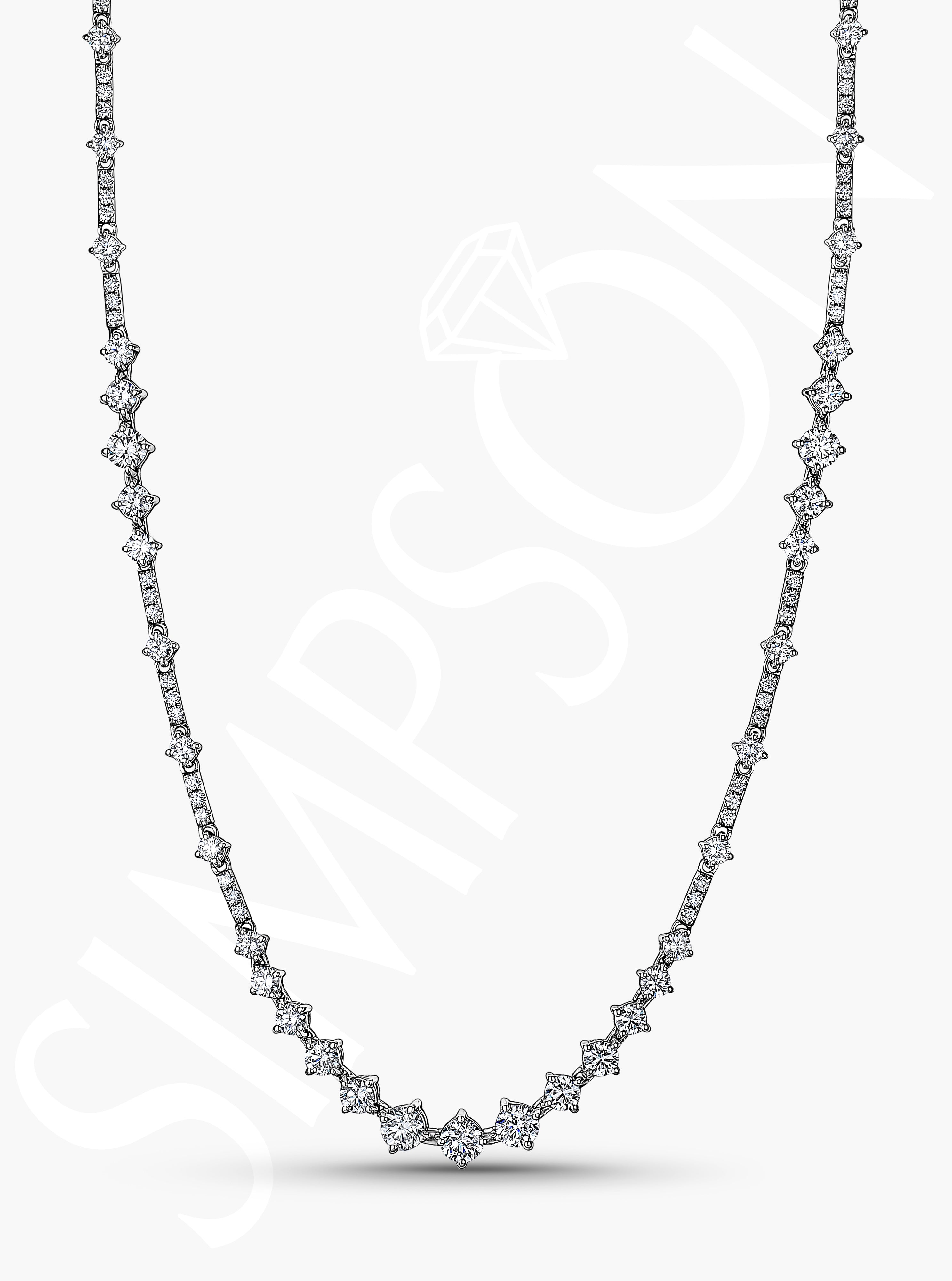 Graduated Round Diamond Tennis Necklace