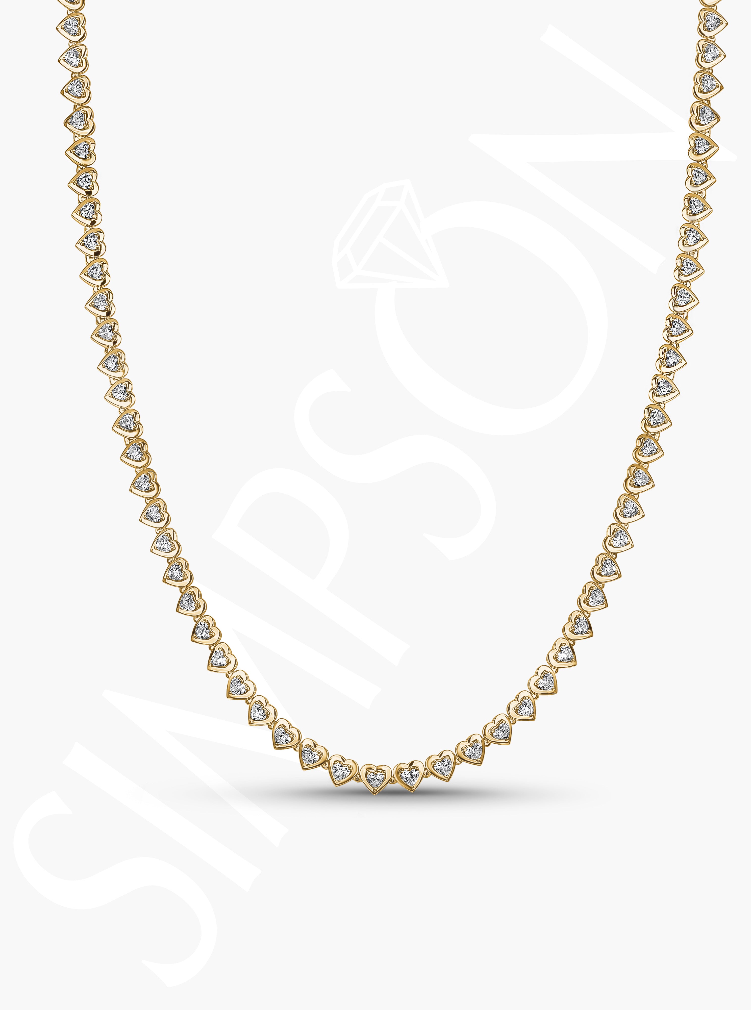 Heart-Shaped Bezel Set Diamond Necklace
