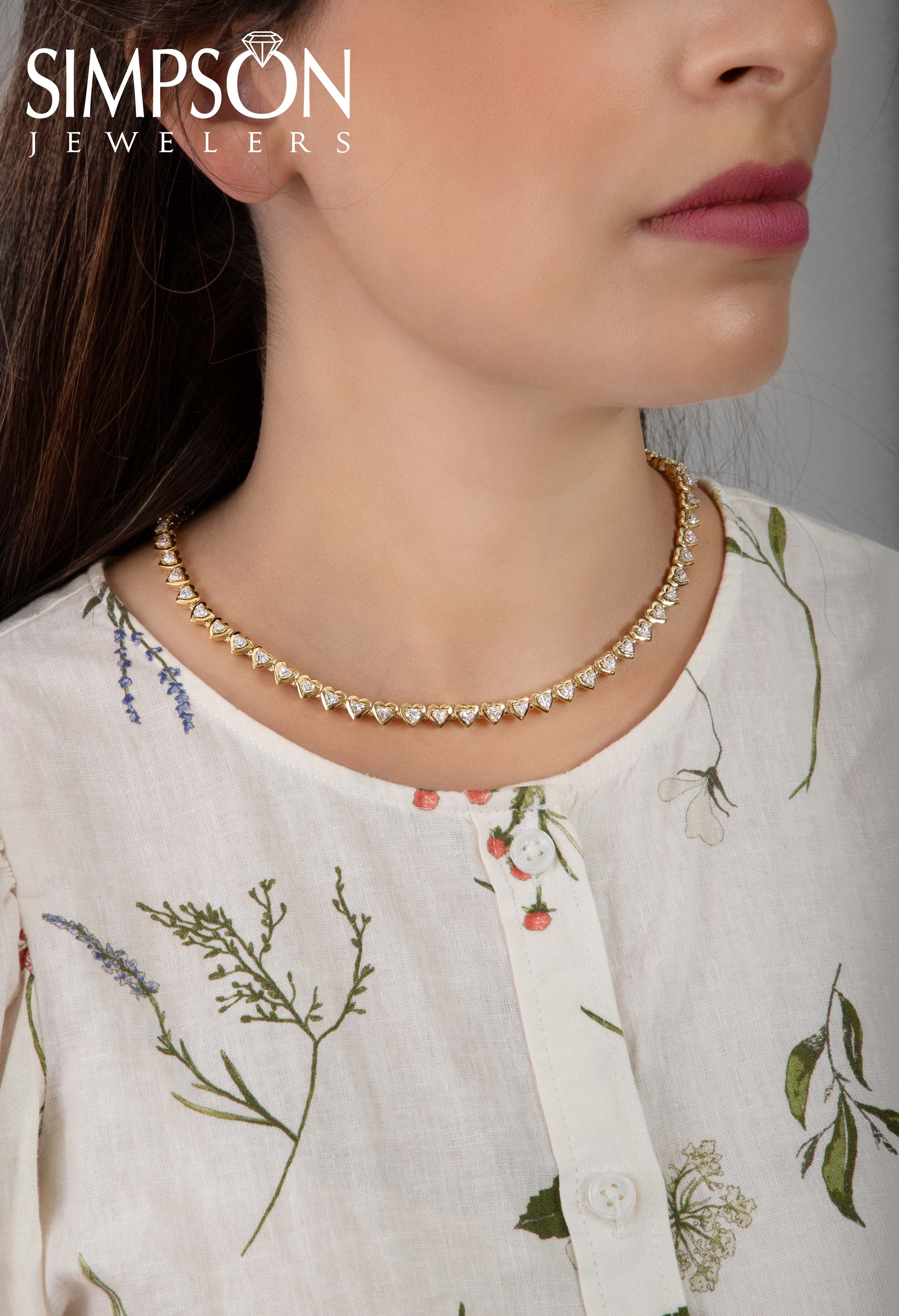 Heart-Shaped Bezel Set Diamond Necklace