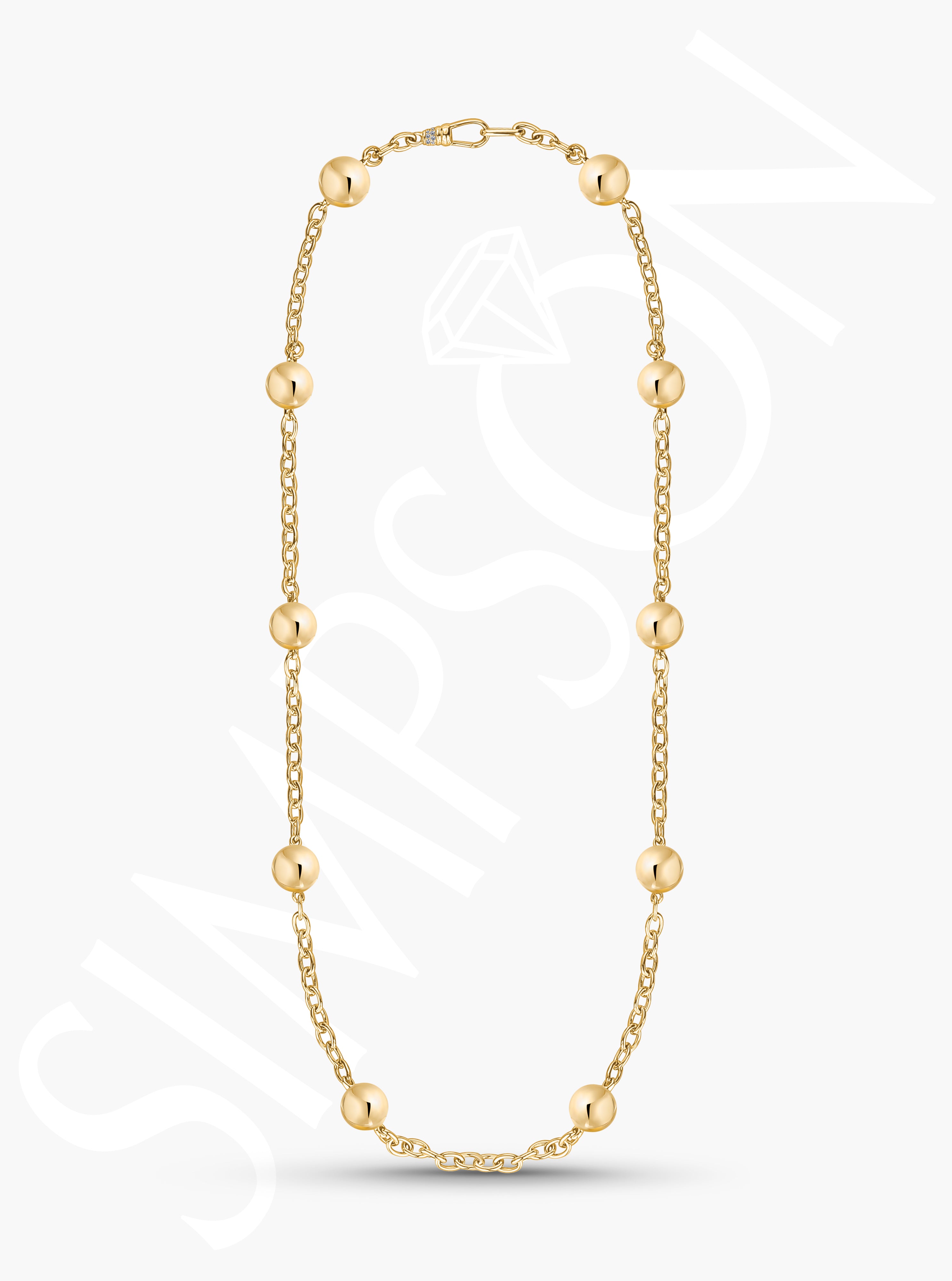 Gold Chain Necklace with Bead Accents
