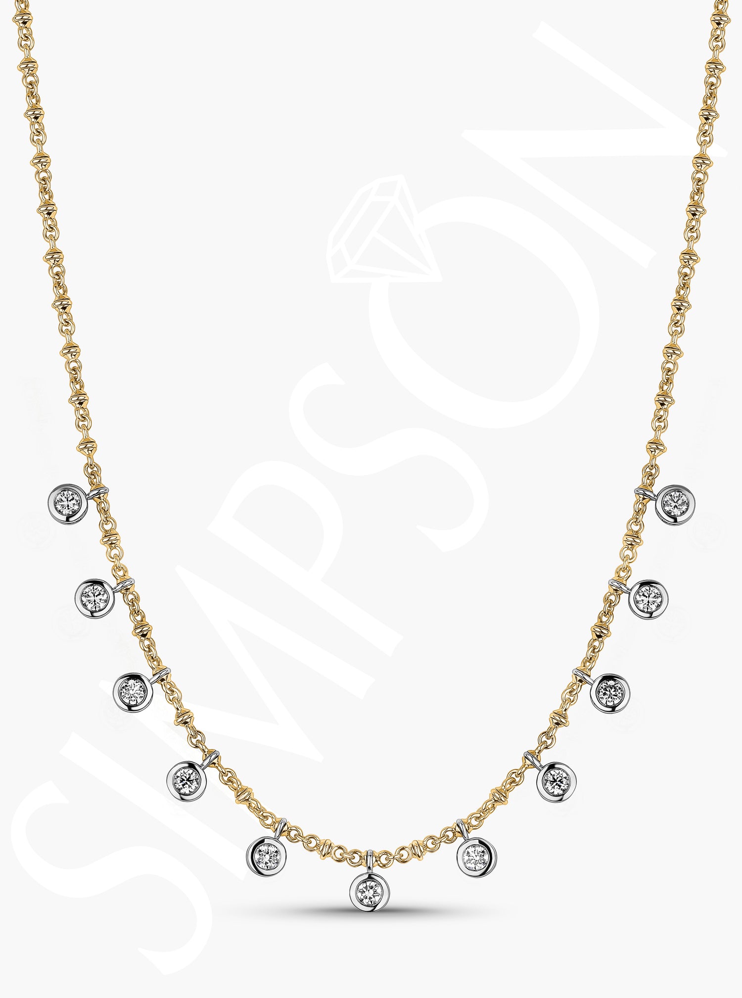 Bezel Set Diamond Station Necklace