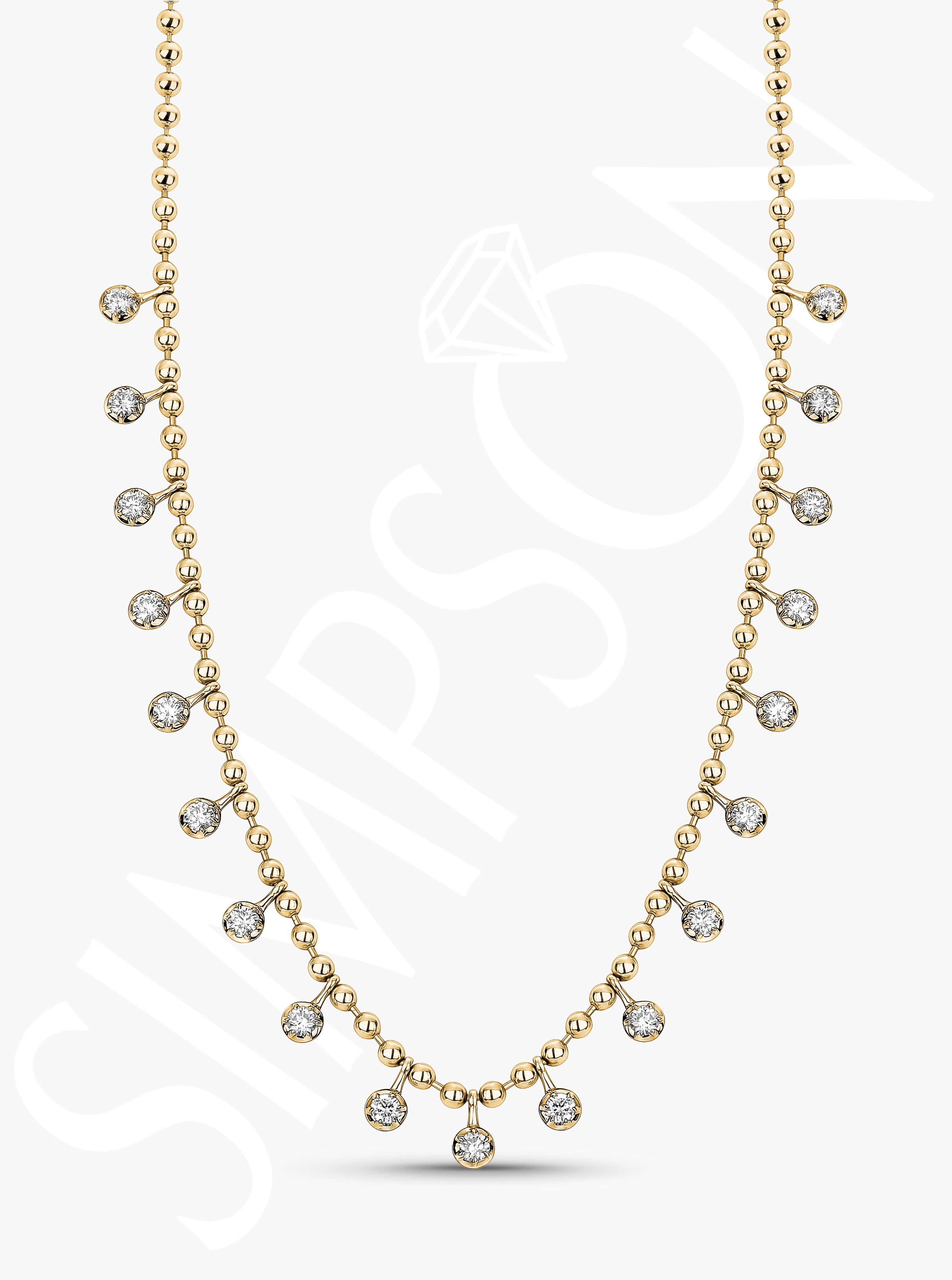 Yellow Gold Diamond Station Necklace