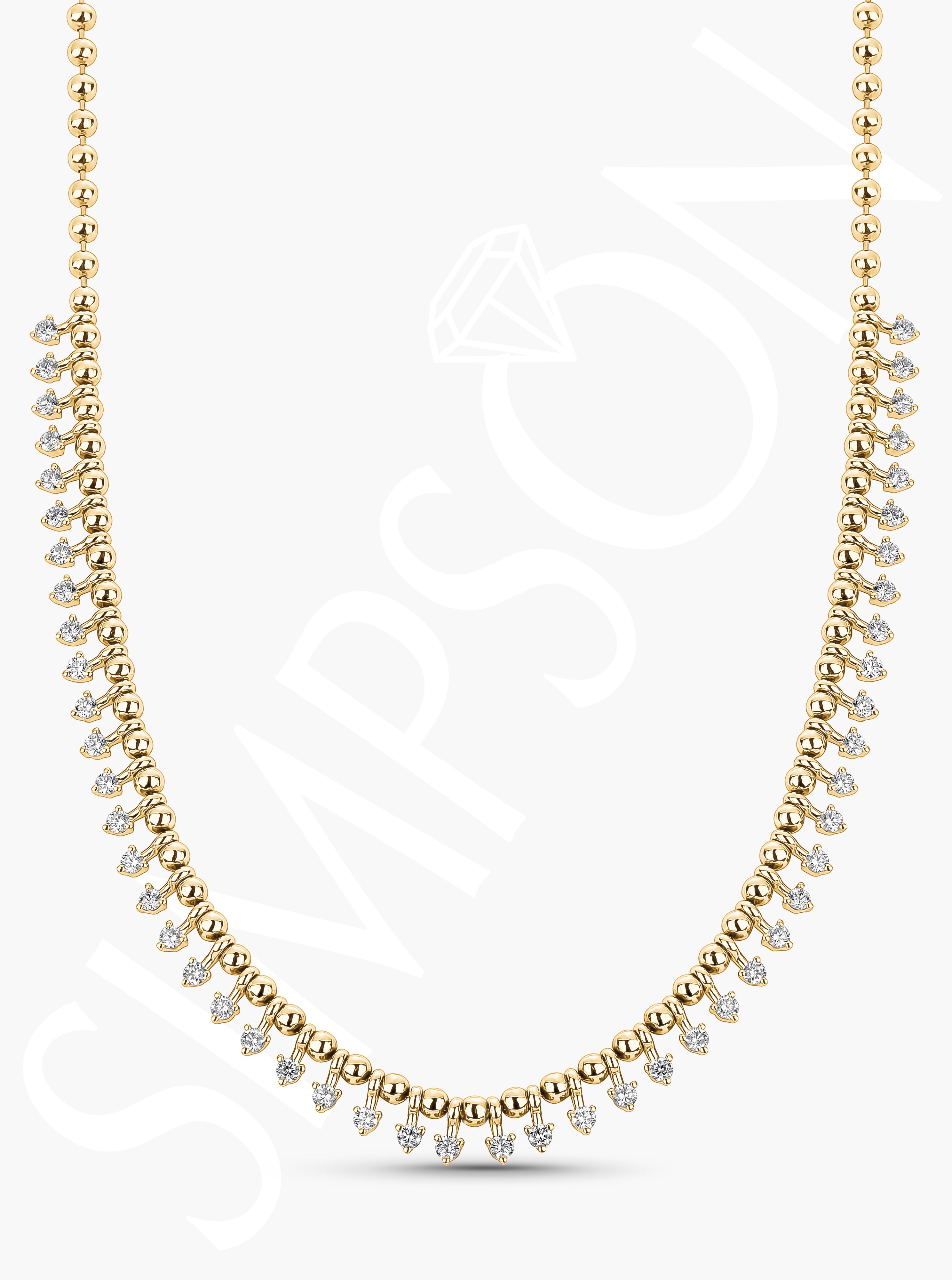Yellow Gold Diamond Drop Necklace
