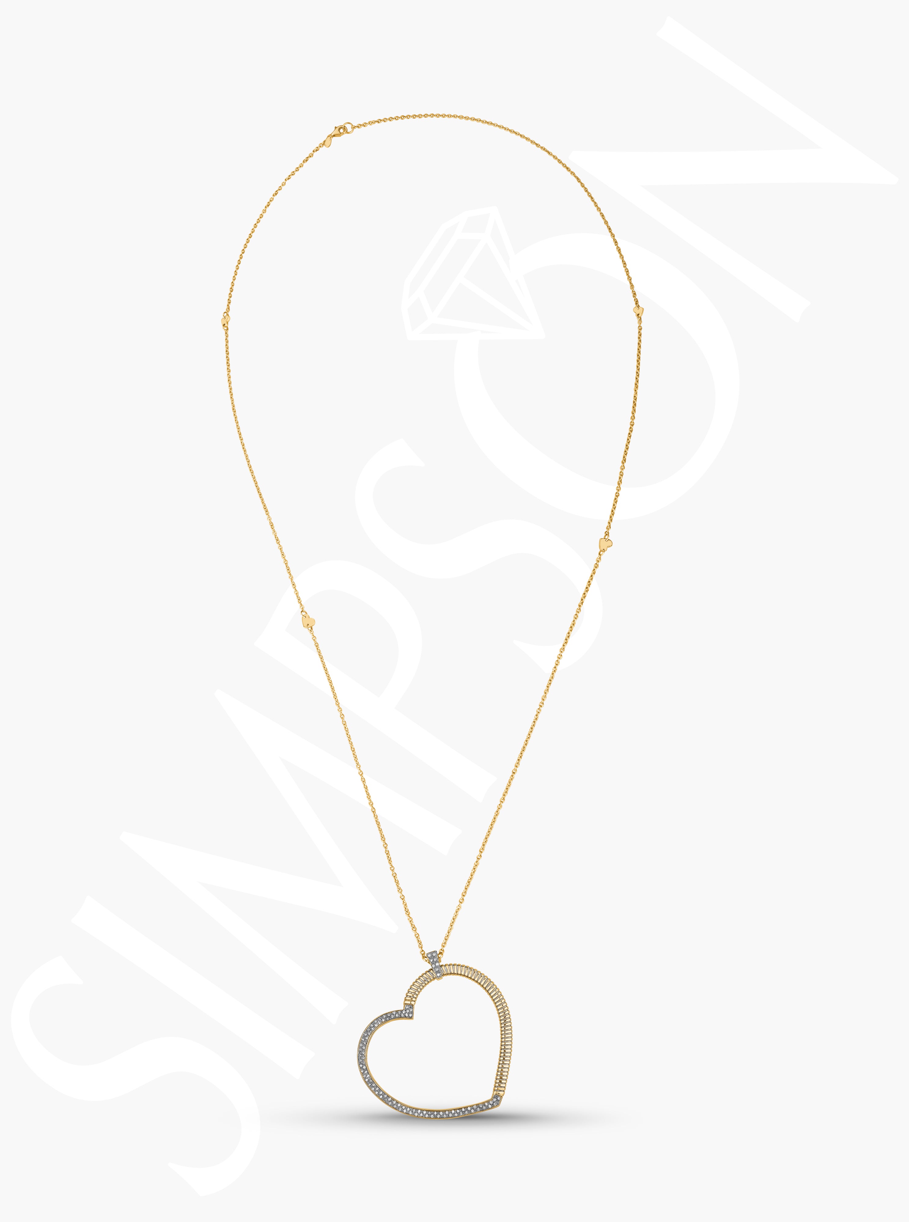 Yellow Gold And Diamond Open Heart Pendant