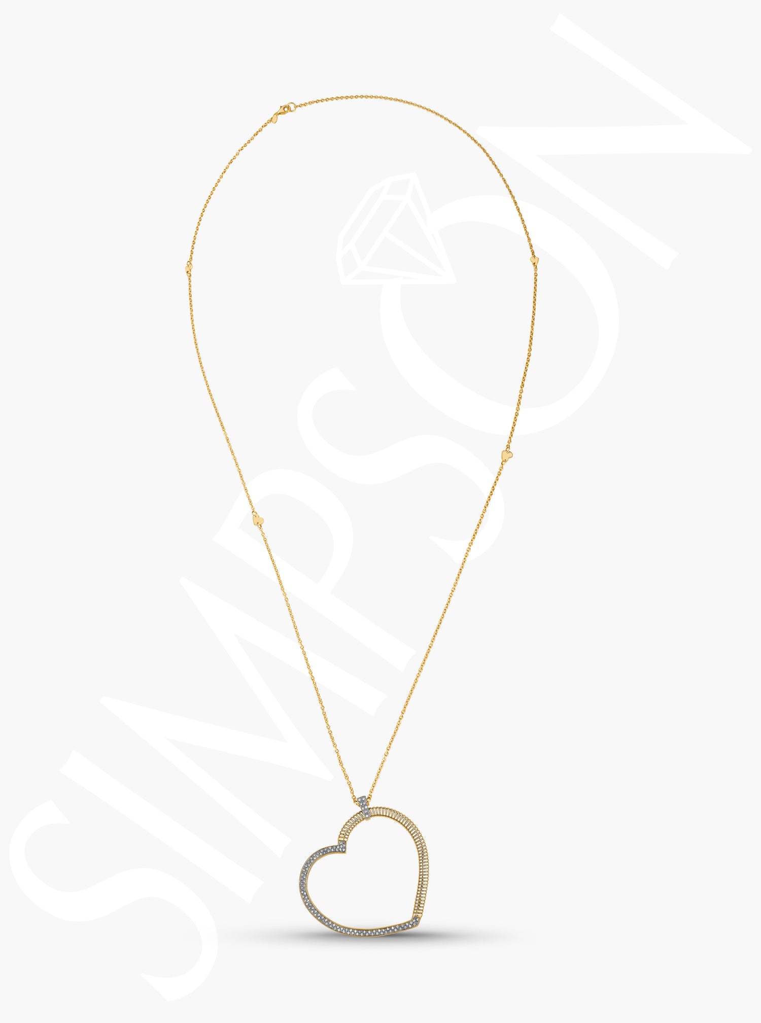 Yellow Gold And Diamond Open Heart Pendant