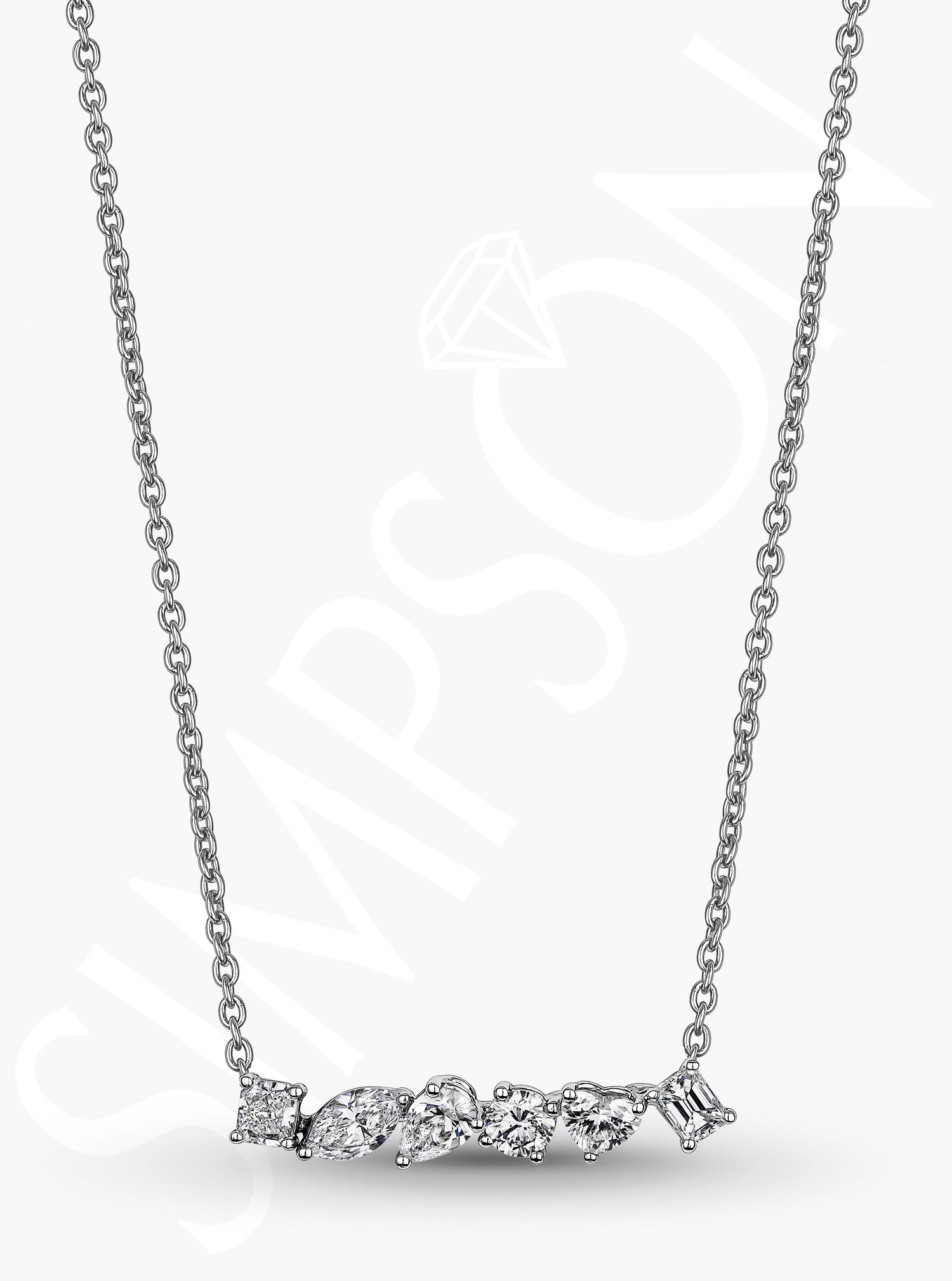 Mixed Shape Diamond Bar Necklace