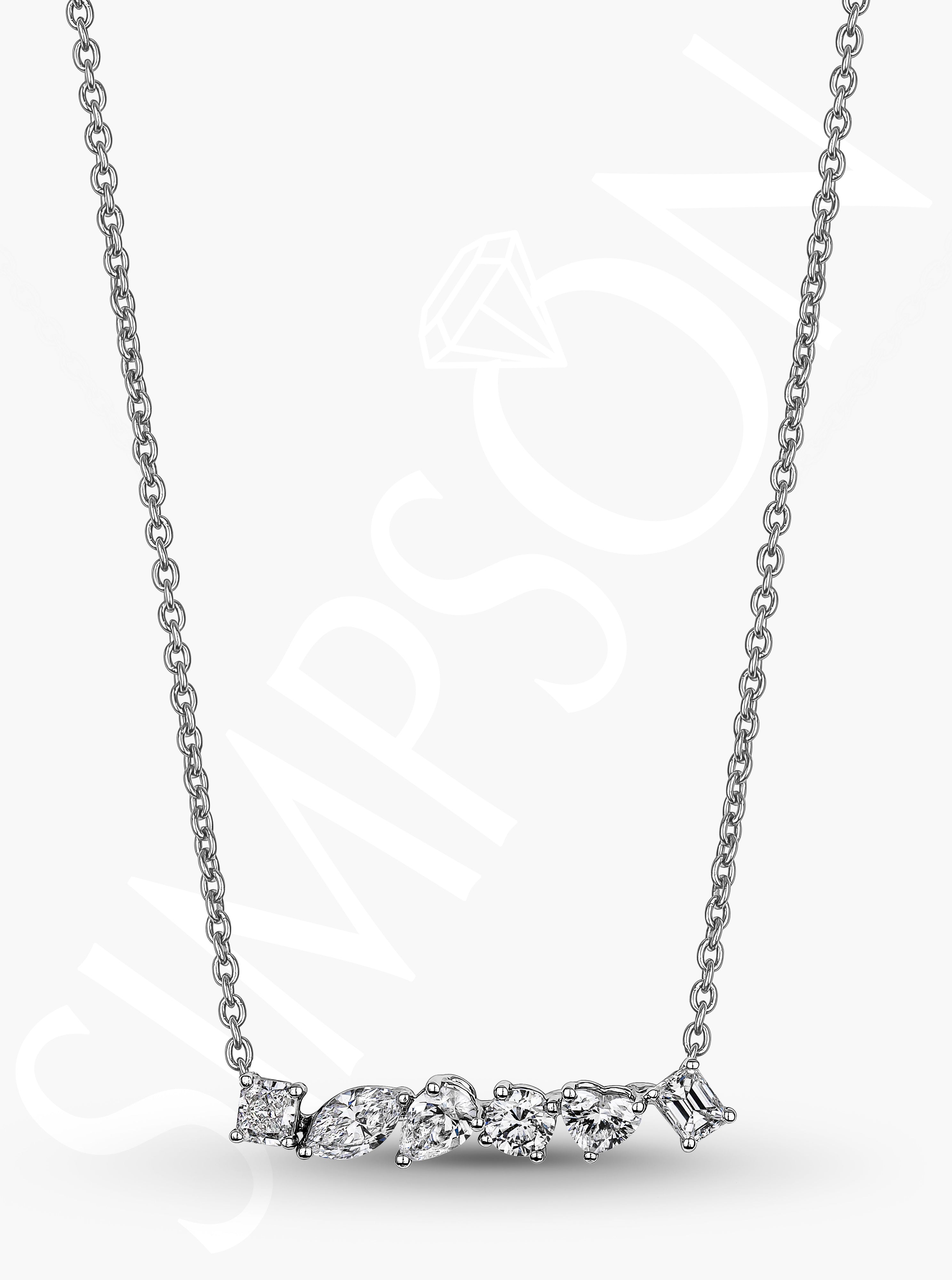 Mixed Shape Diamond Bar Necklace