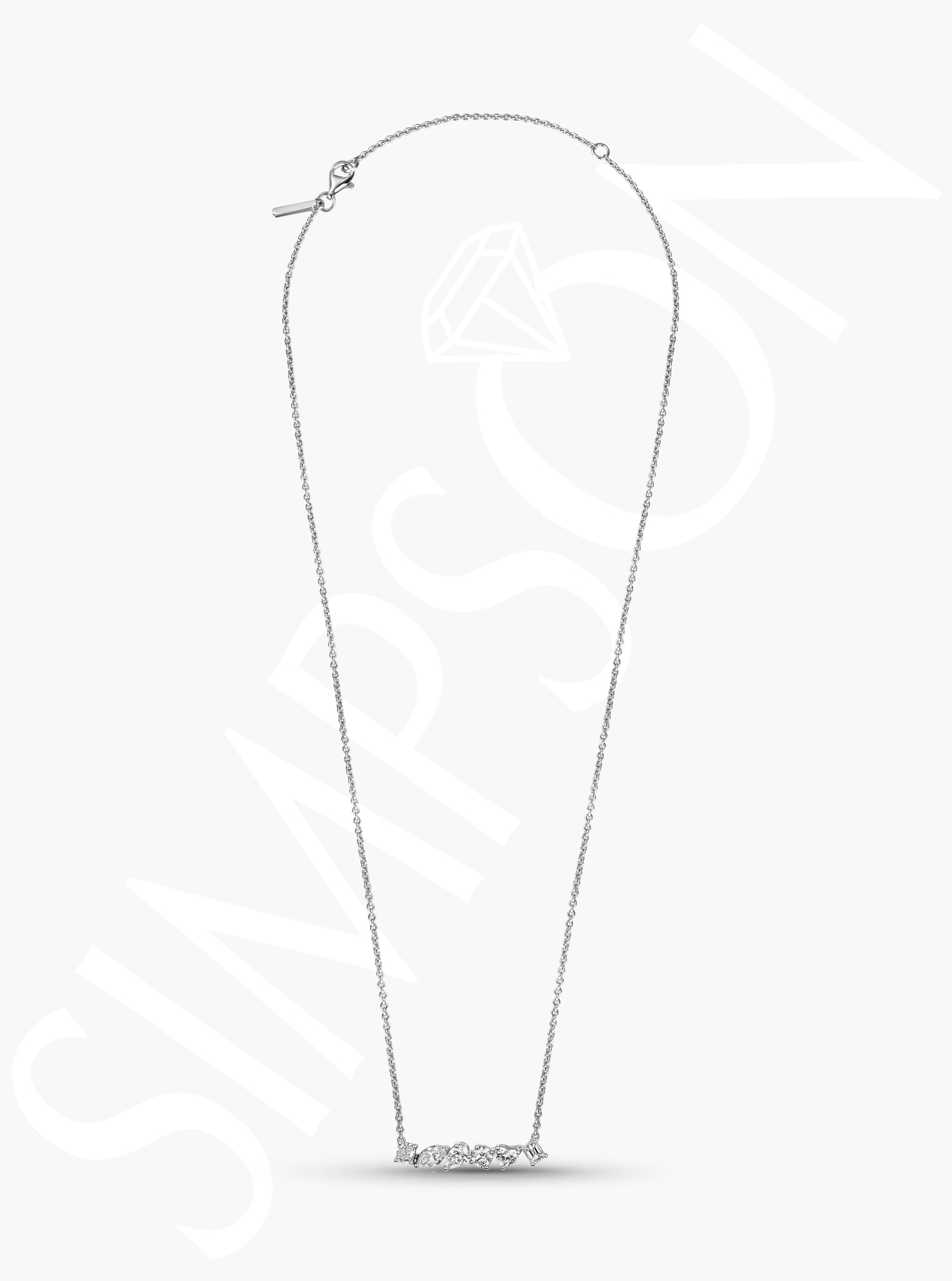Mixed Shape Diamond Bar Necklace
