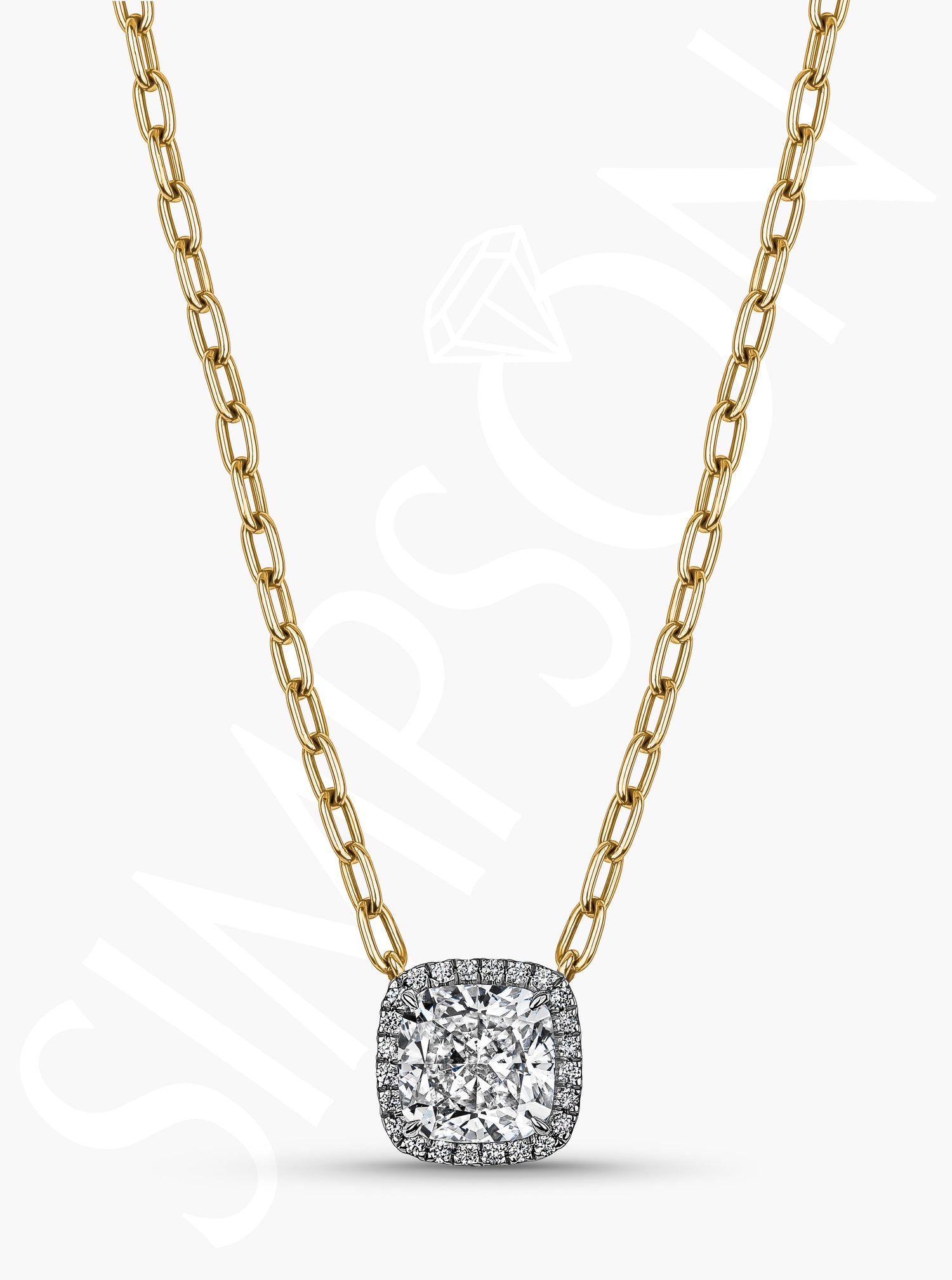 Cushion-Cut Diamond Halo Necklace