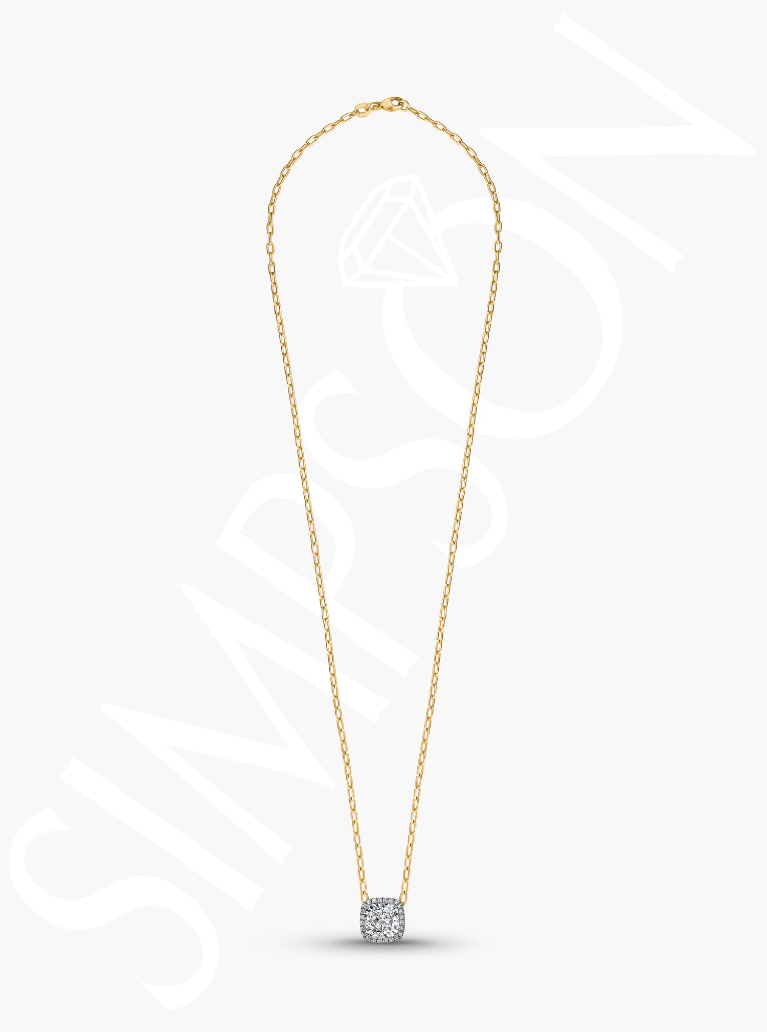 Cushion-Cut Diamond Halo Necklace