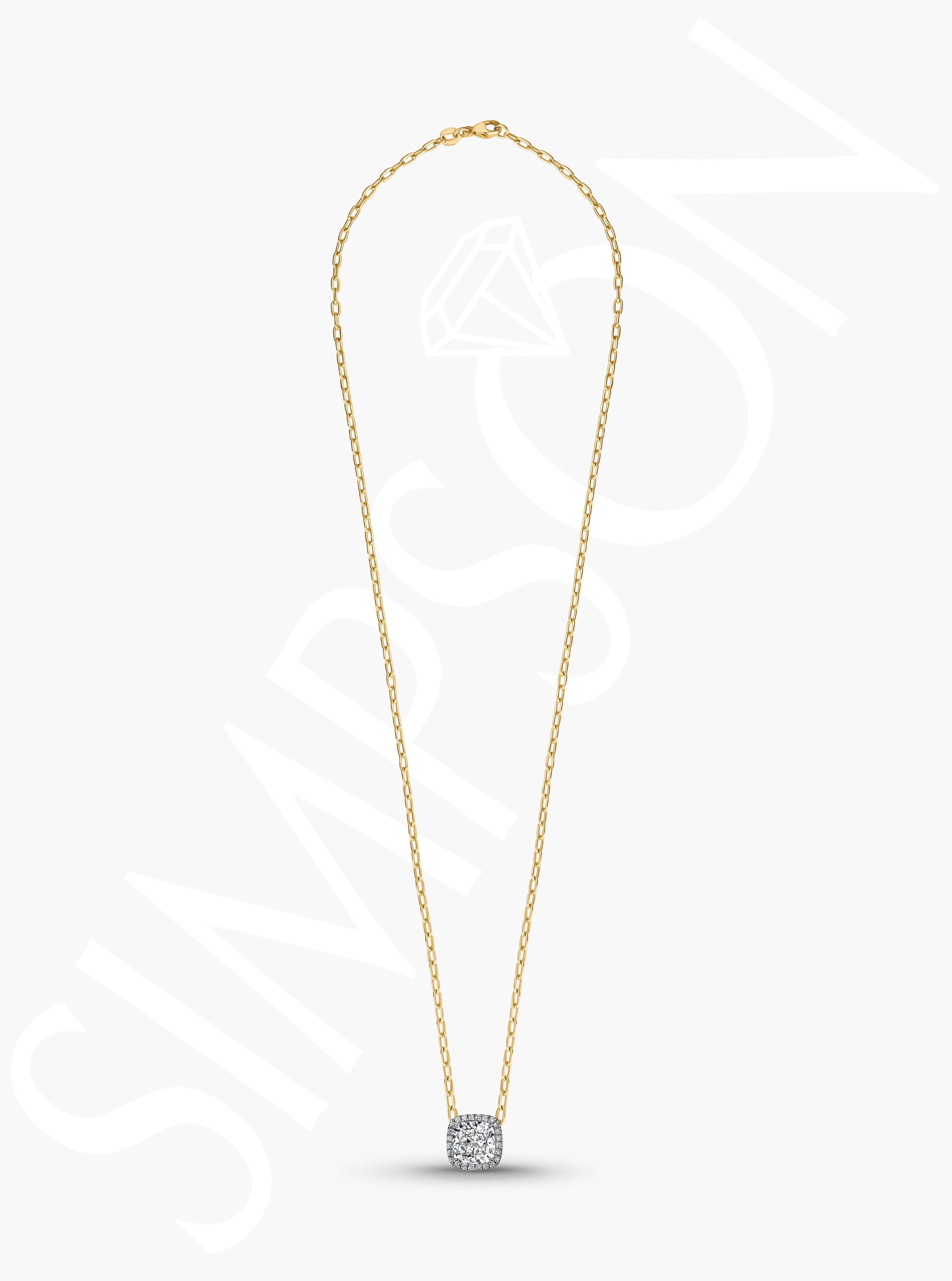 Cushion-Cut Diamond Halo Necklace