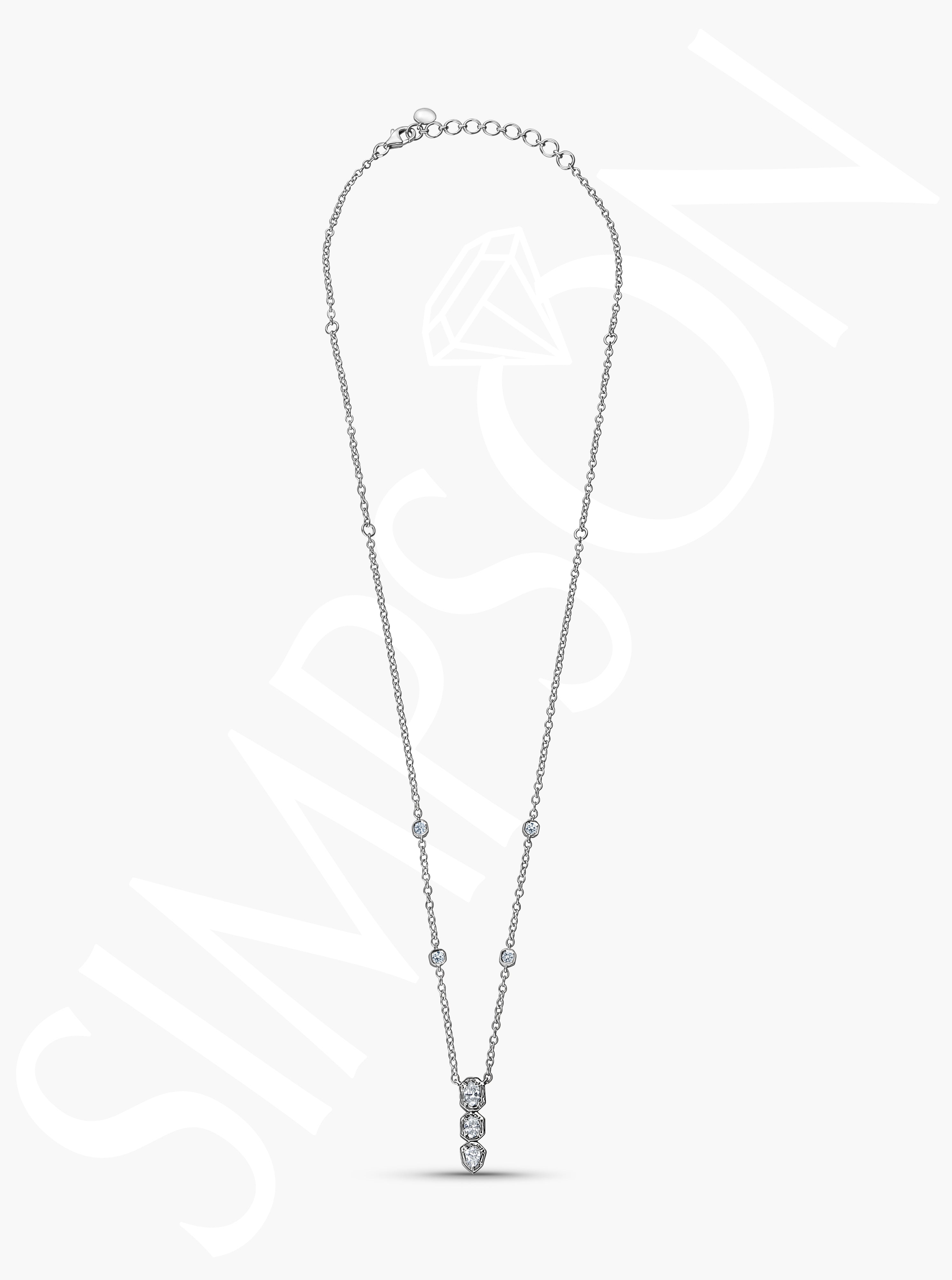 Diamond Necklace with Geometric Accents