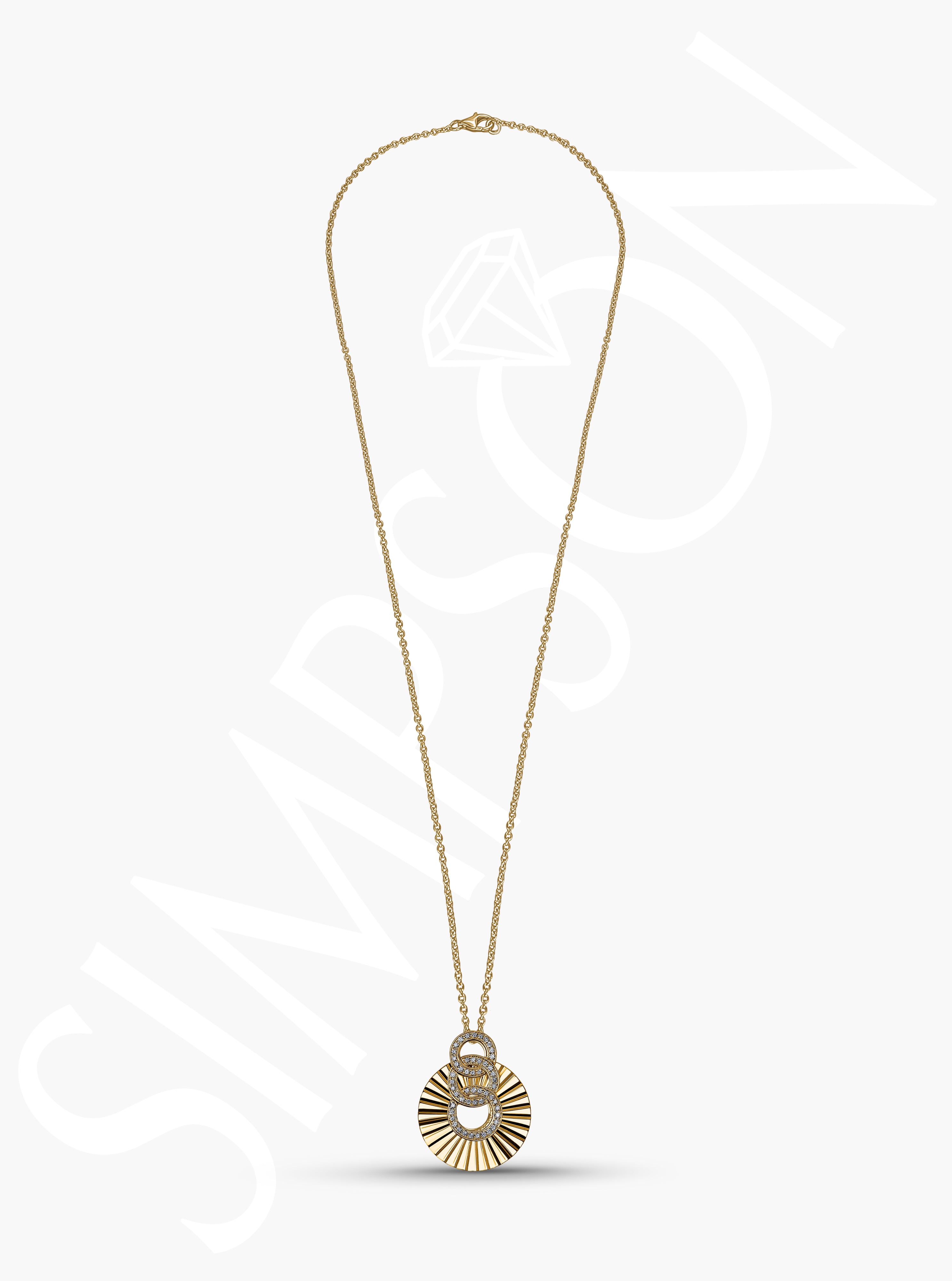 Diamond-Studded Interlocking Circle Sunburst Necklace