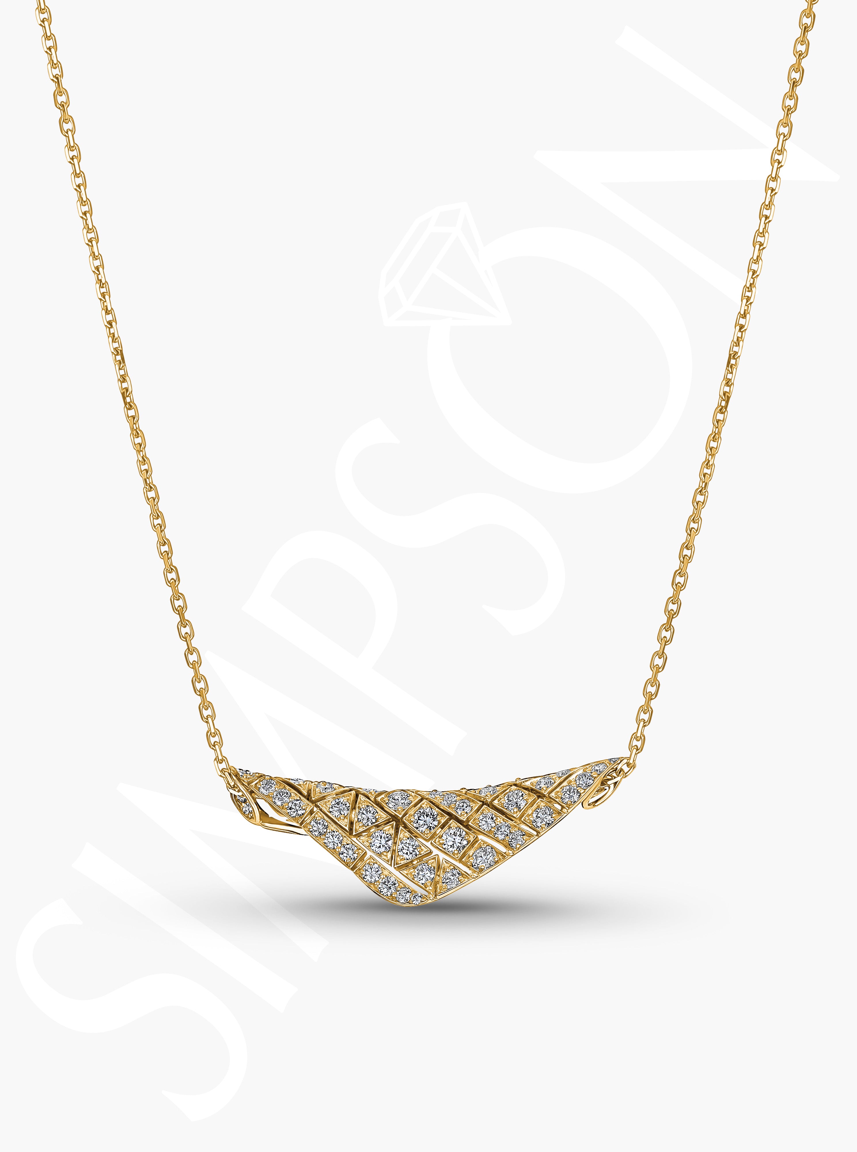 Yellow Gold Diamond Wave Necklace