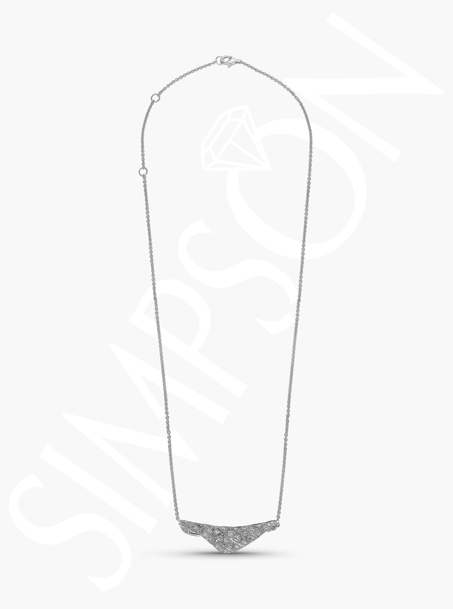 White Gold Diamond Wave Necklace