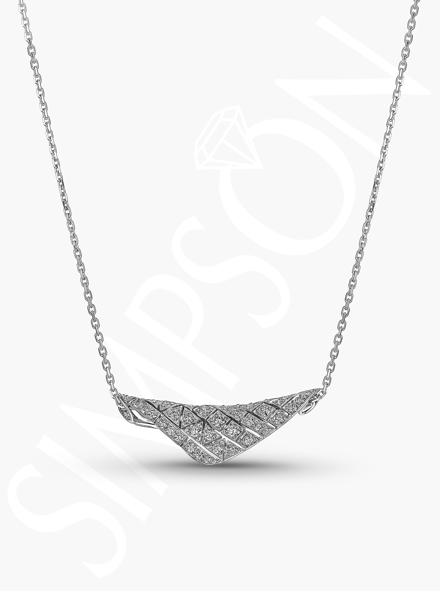 White Gold Diamond Wave Necklace