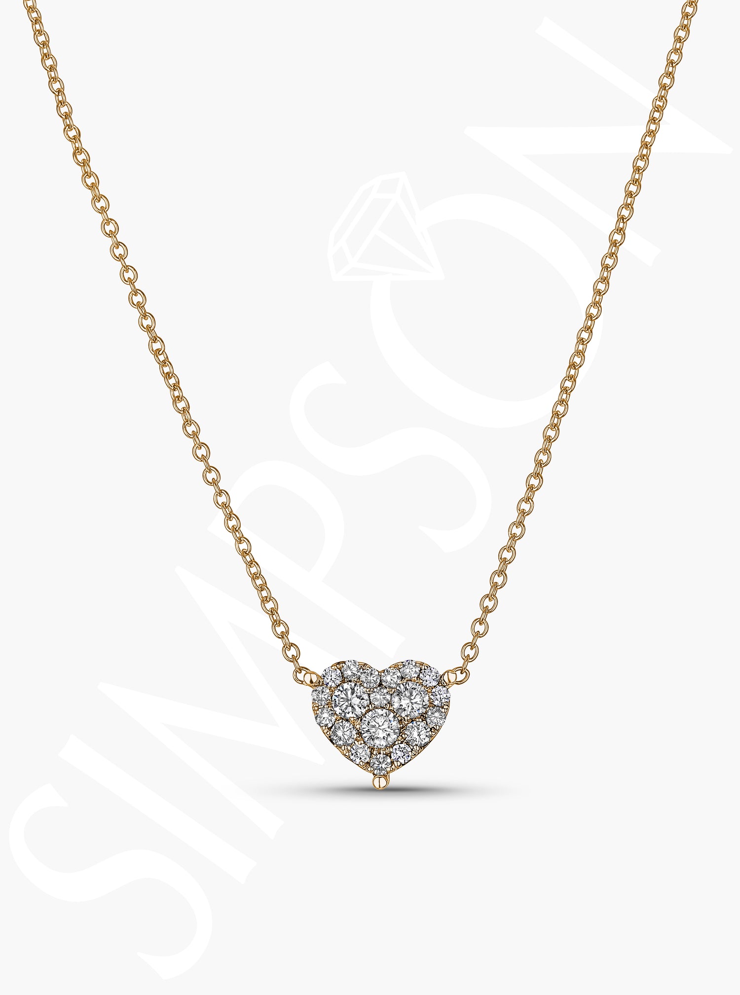 Yellow Gold Heart Solitaire Necklace