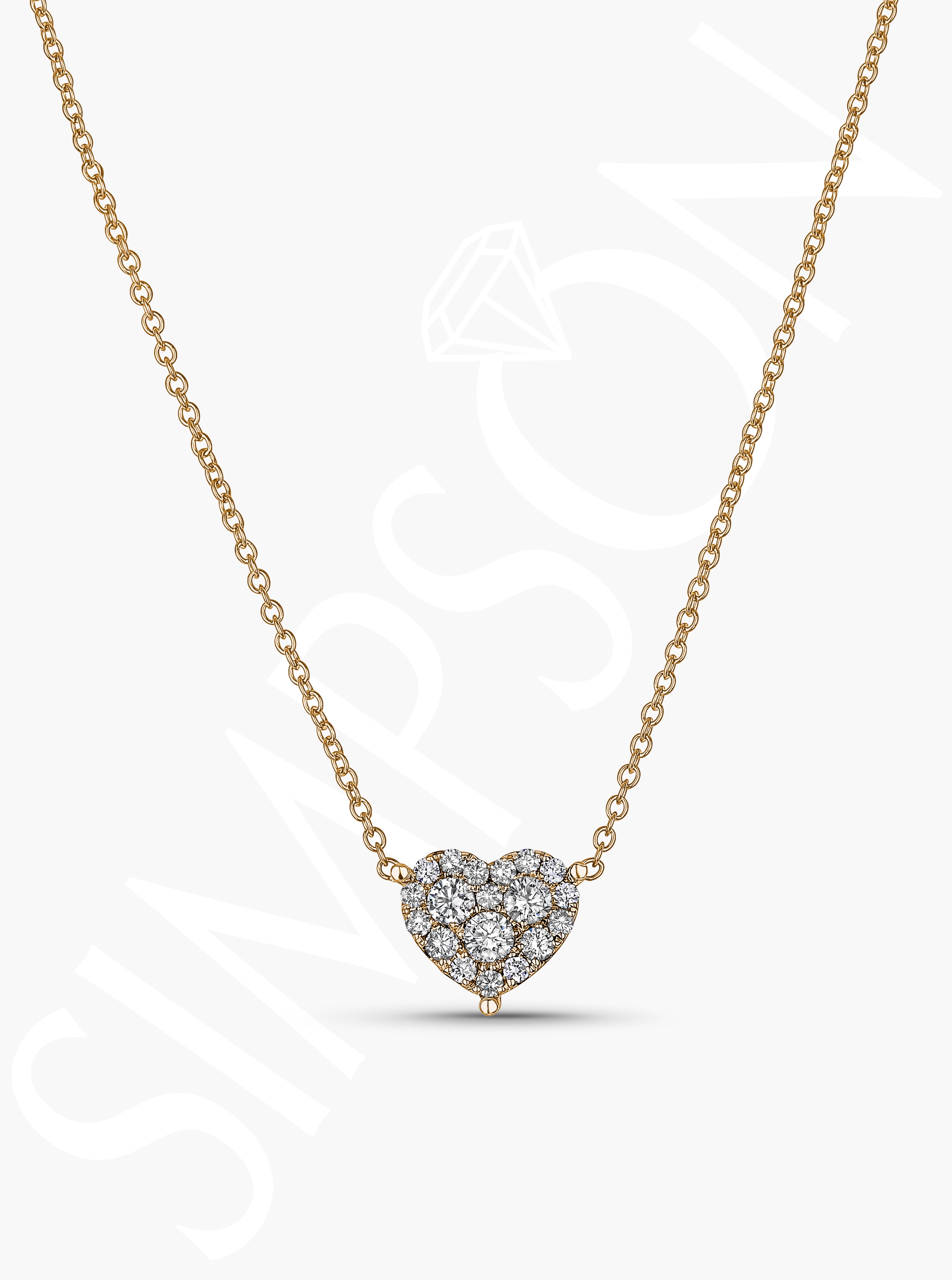 Yellow Gold Heart Solitaire Necklace
