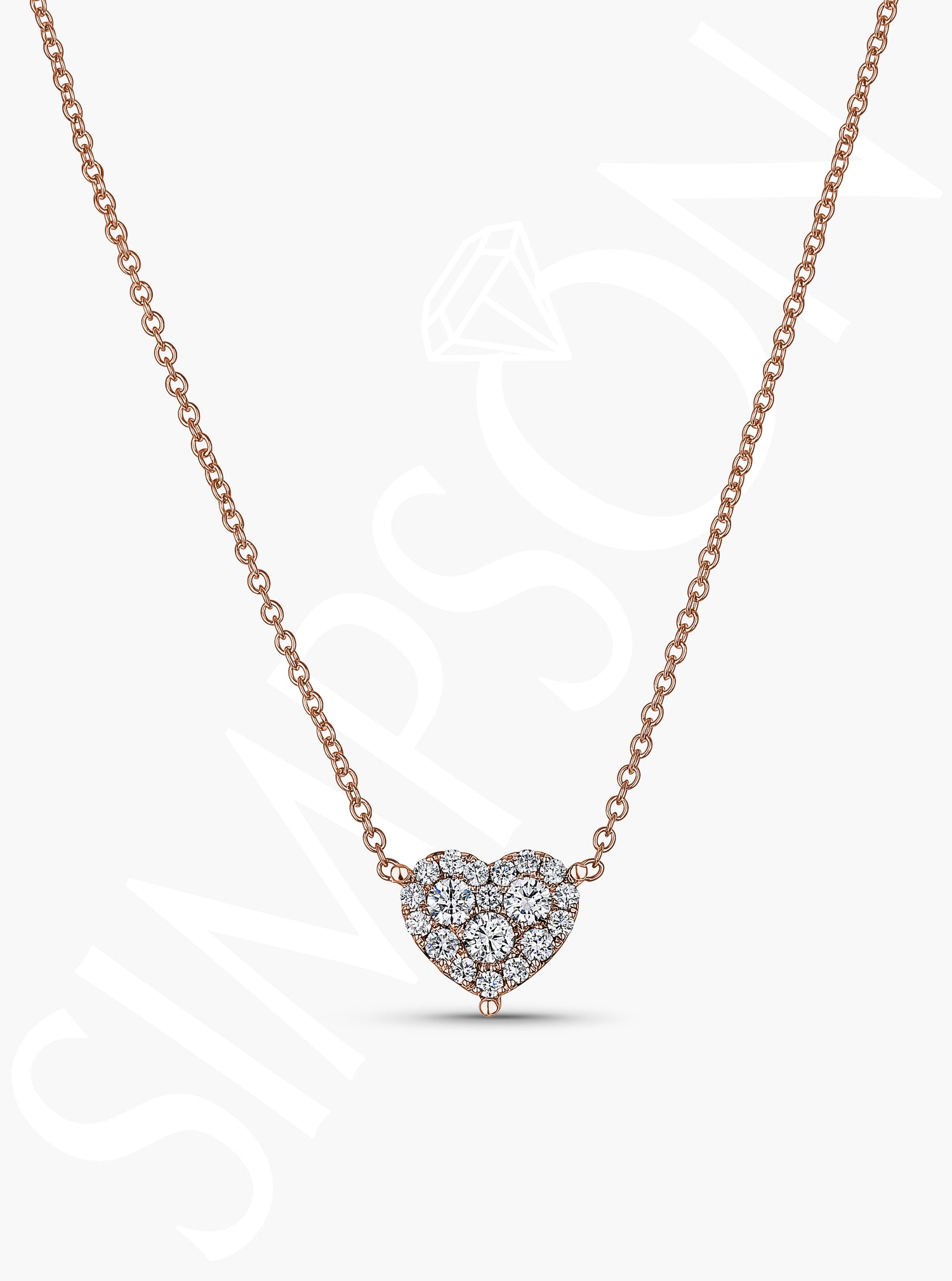 Rose Gold Heart Solitaire Necklace