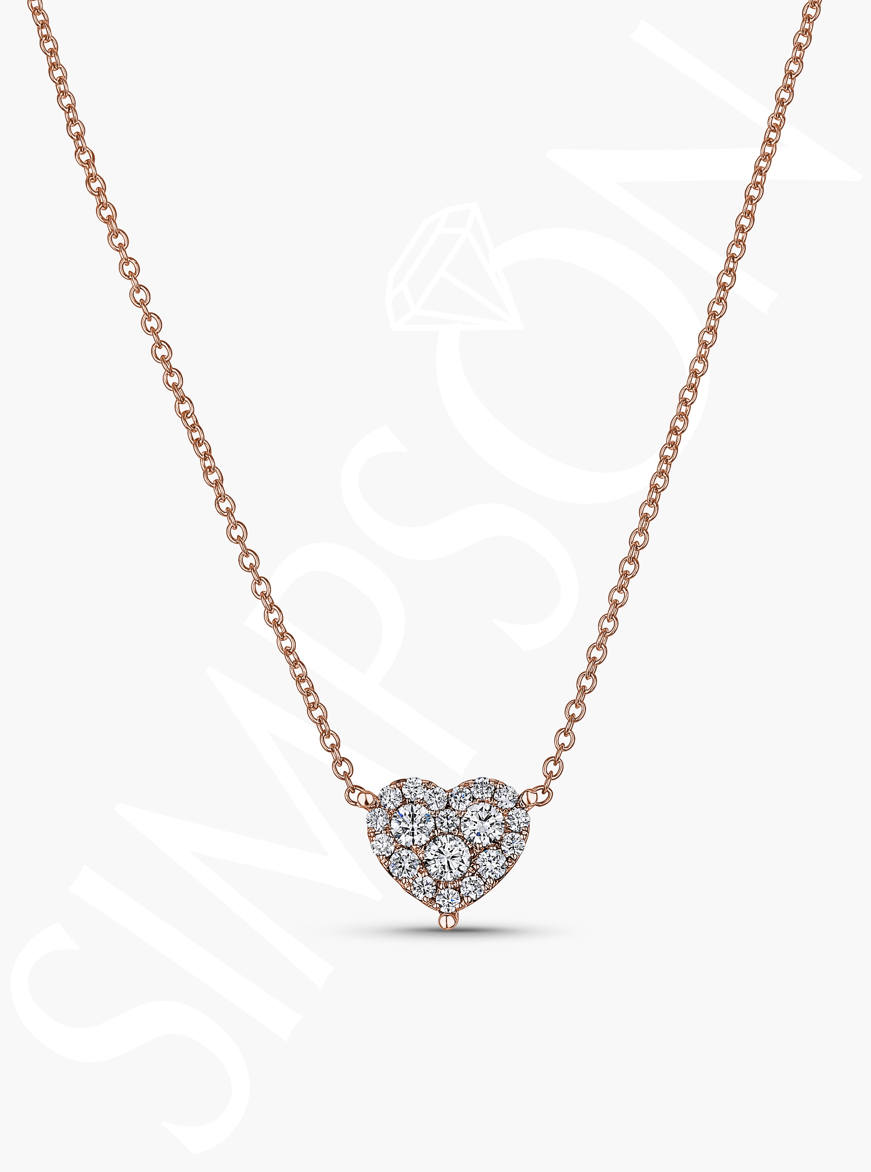 Rose Gold Heart Solitaire Necklace