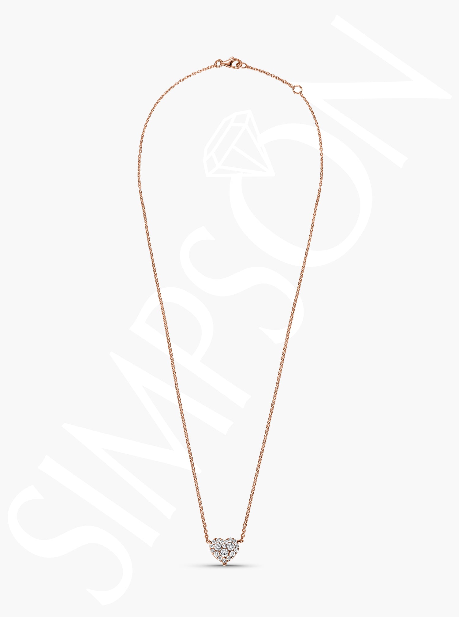 Rose Gold Heart Solitaire Necklace