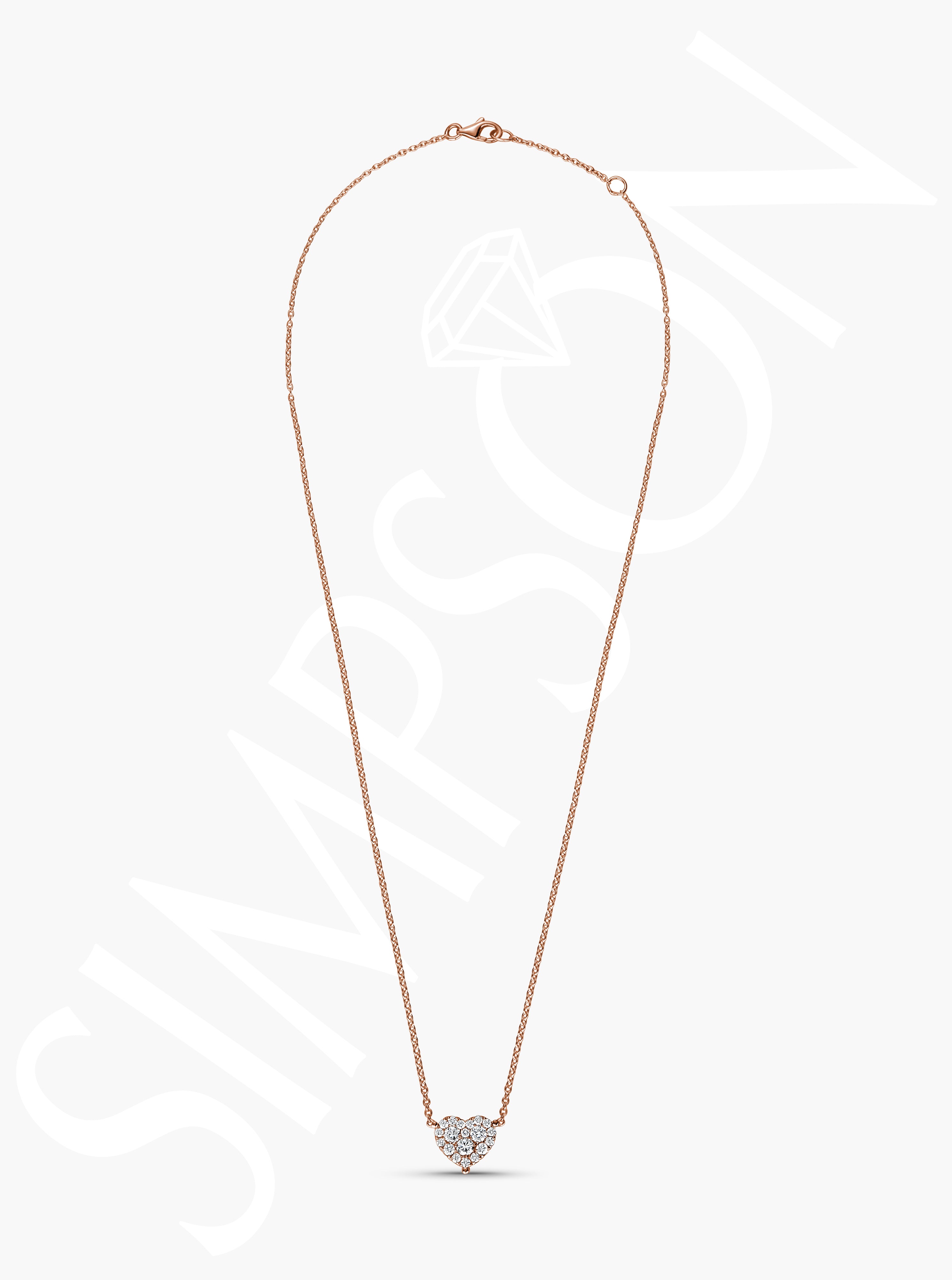 Rose Gold Heart Solitaire Necklace