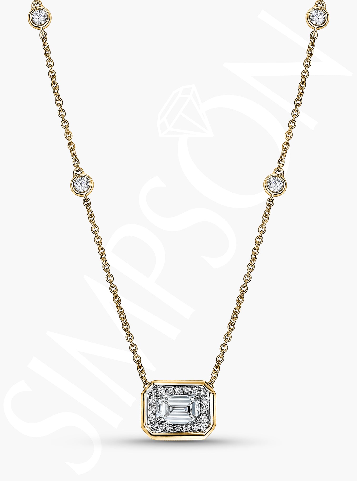 Solitaire Emerald-Cut Diamond Necklace