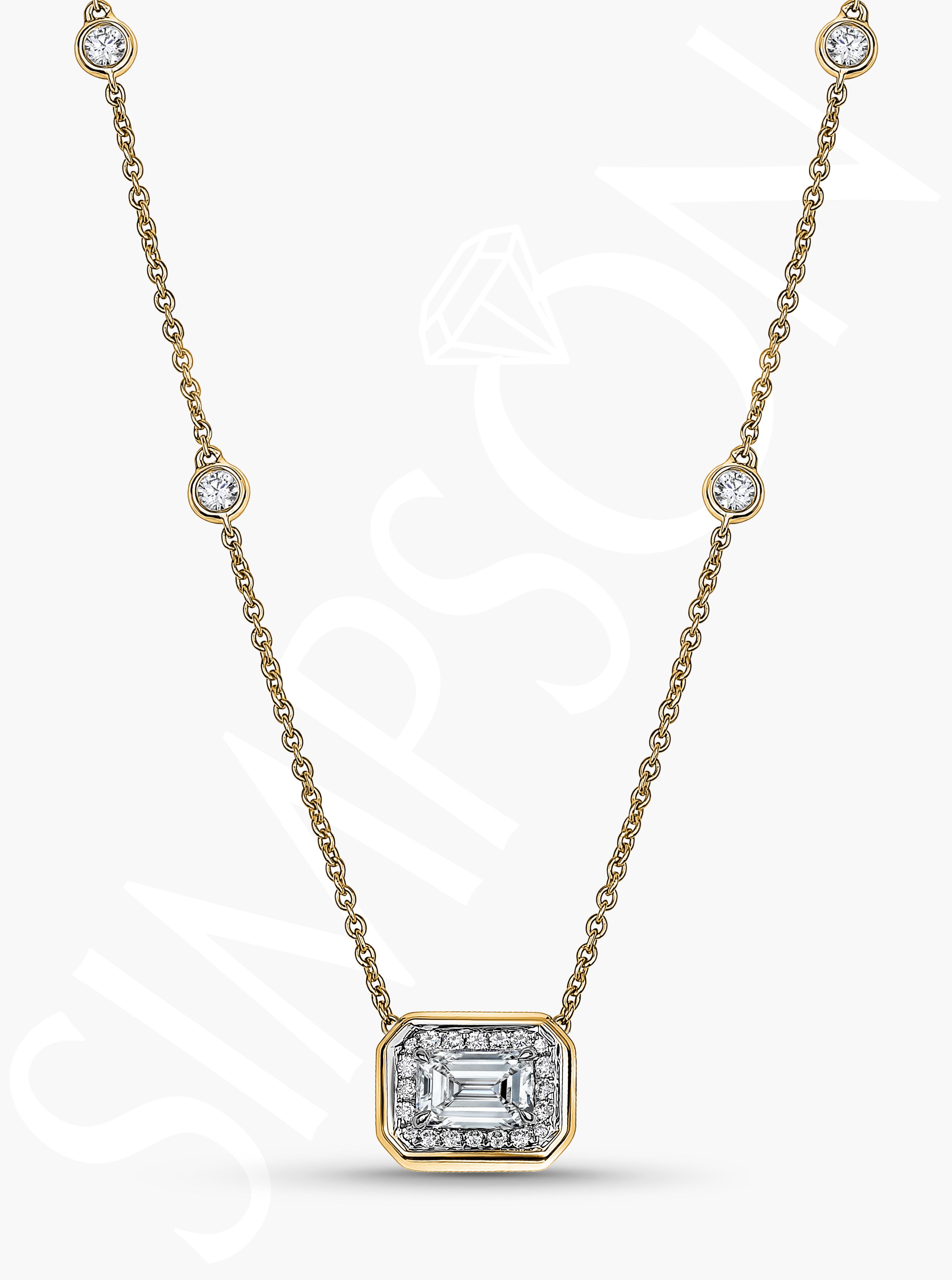Solitaire Emerald-Cut Diamond Necklace