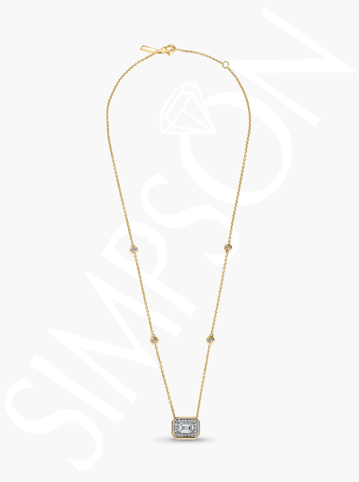 Solitaire Emerald-Cut Diamond Necklace