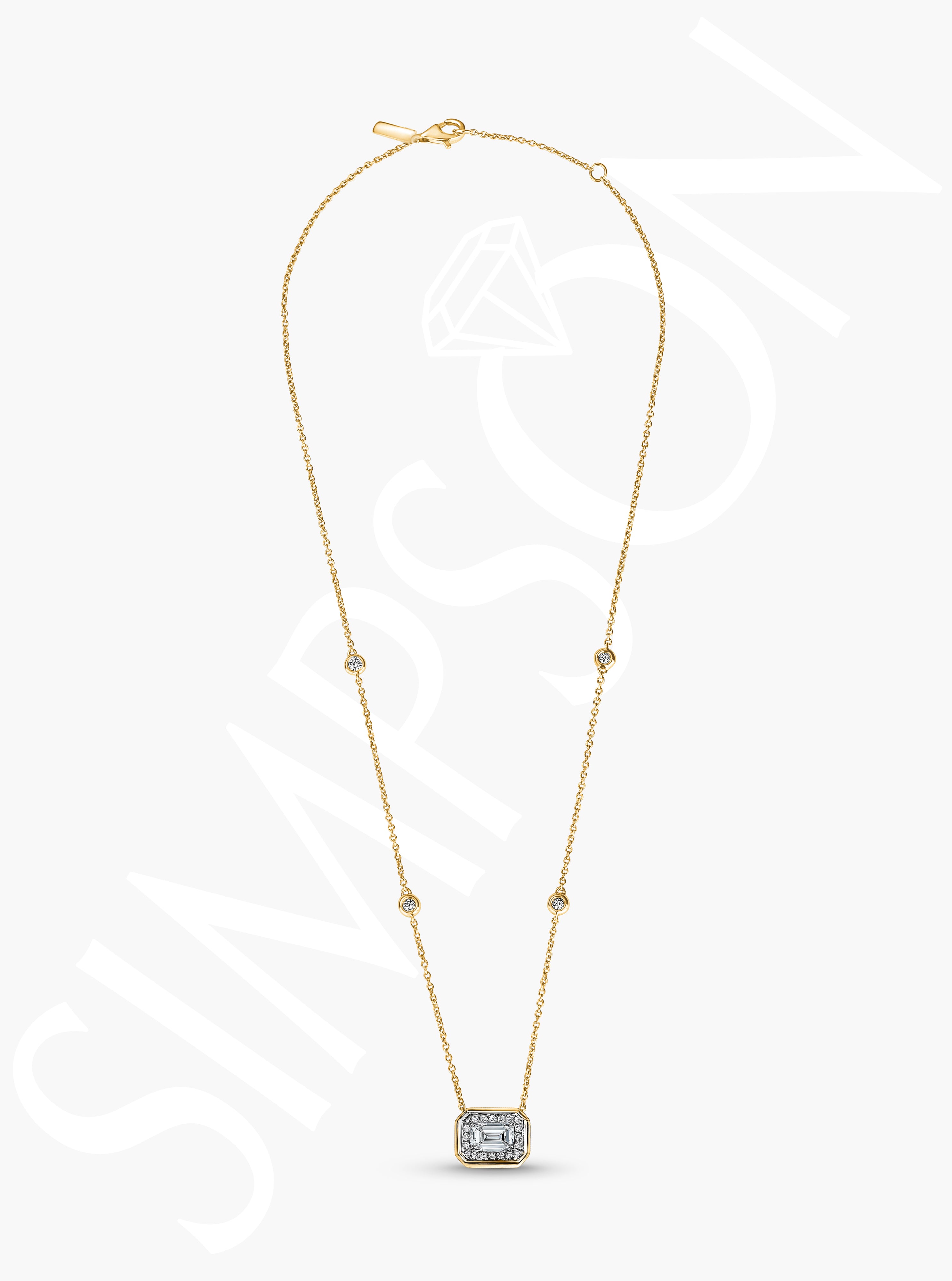 Solitaire Emerald-Cut Diamond Necklace