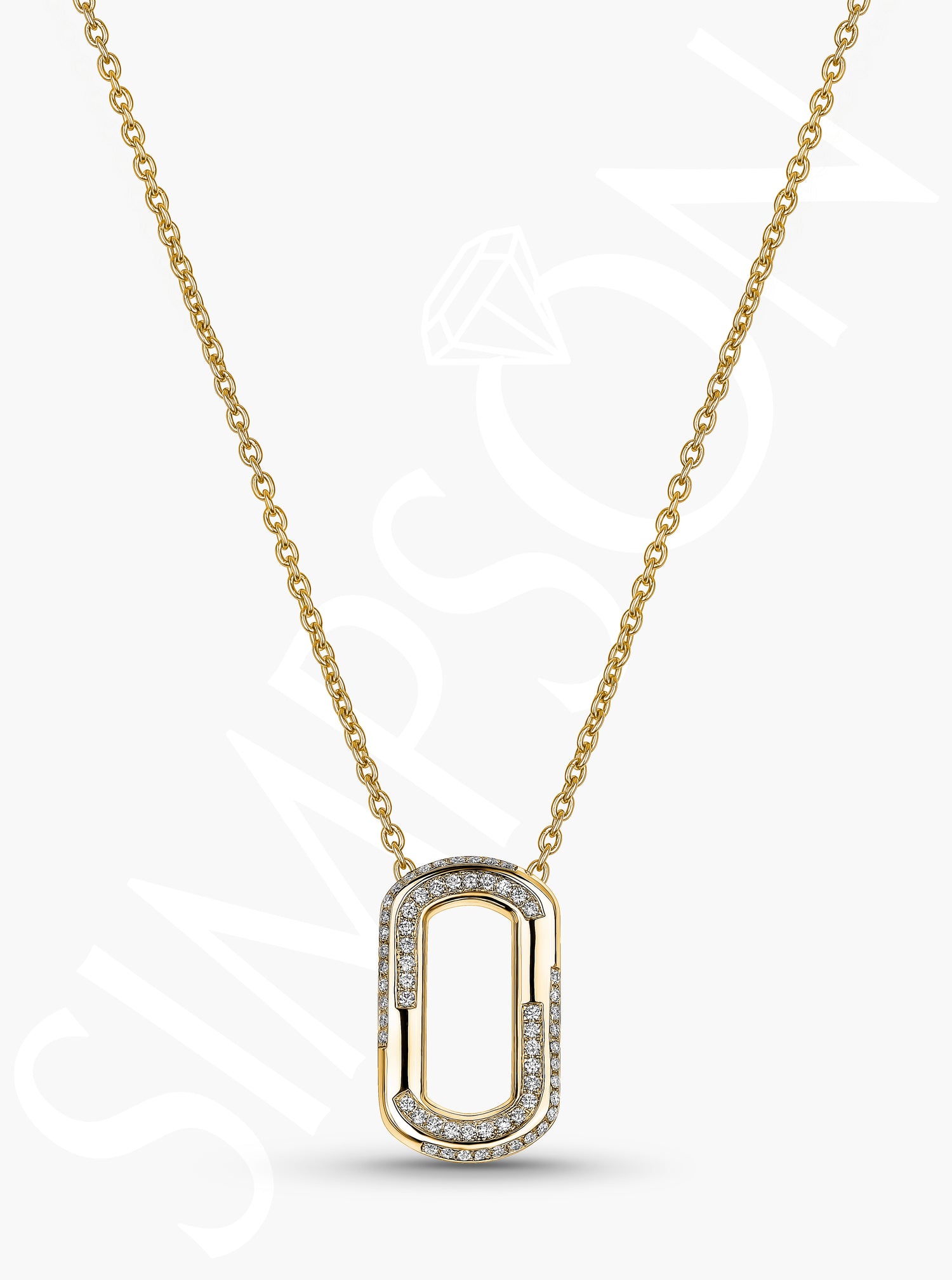 Yellow Gold Pavé Diamond Oval Pendant