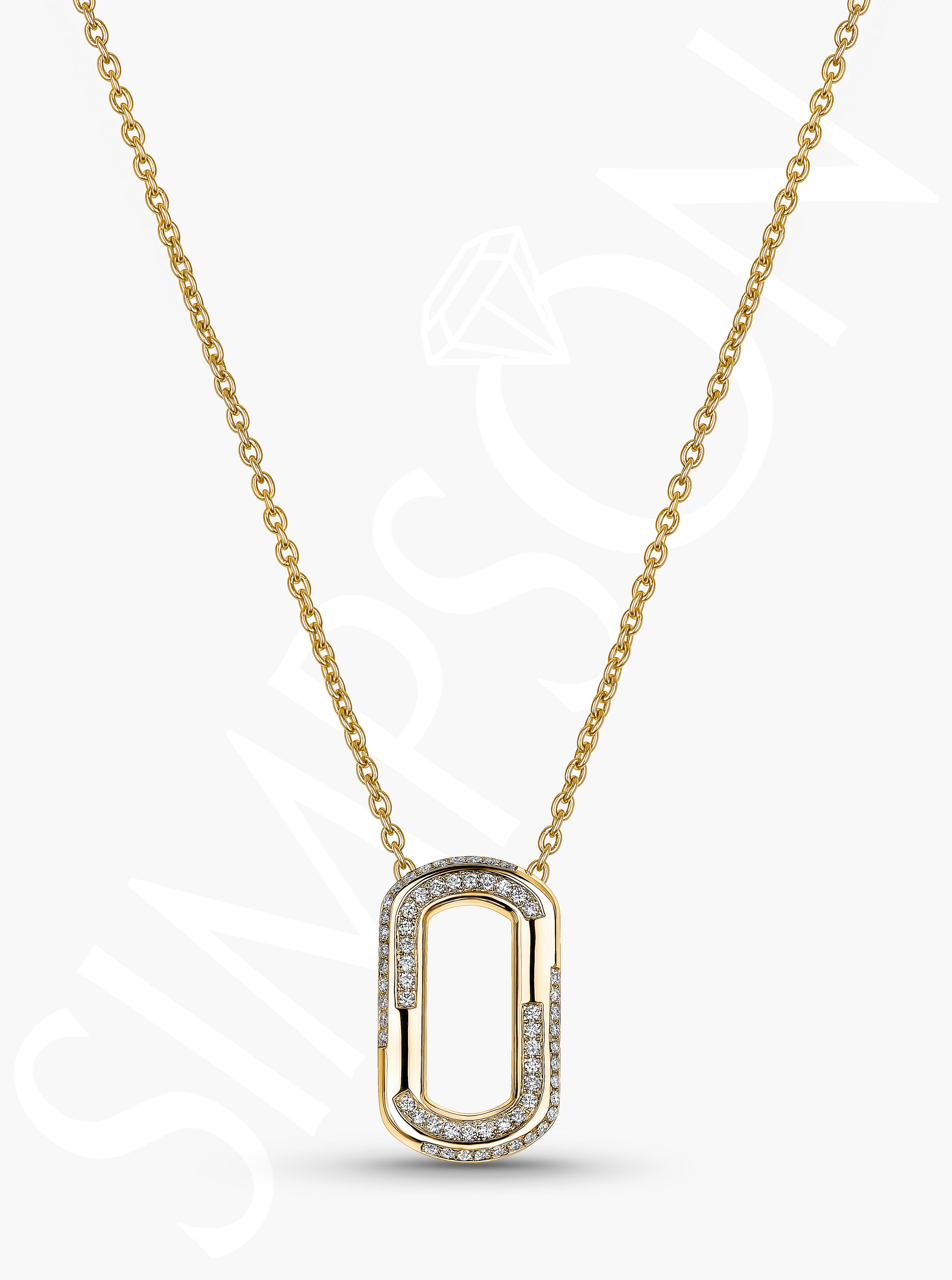 Yellow Gold Pavé Diamond Oval Pendant