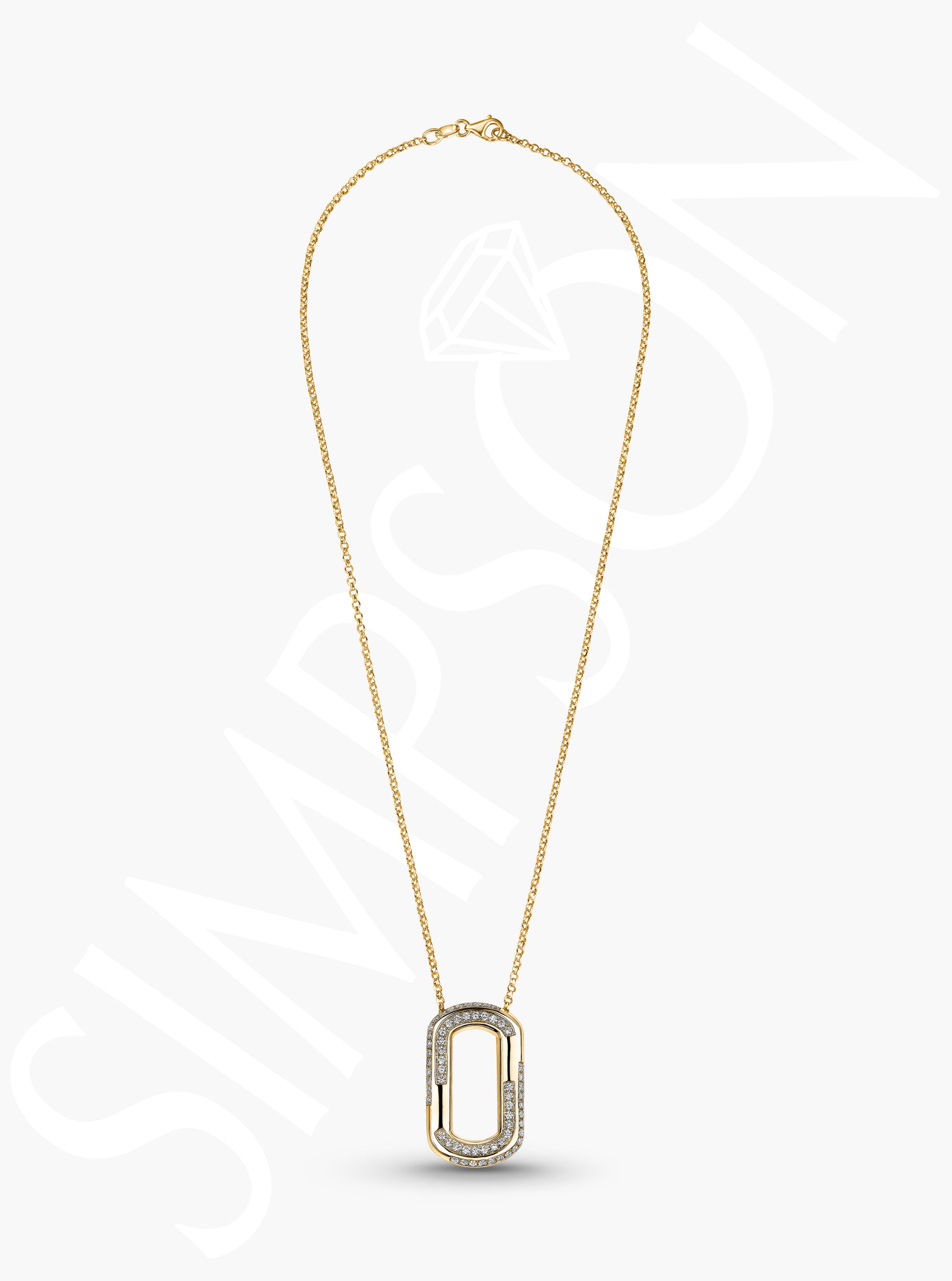 Yellow Gold Pavé Diamond Oval Pendant
