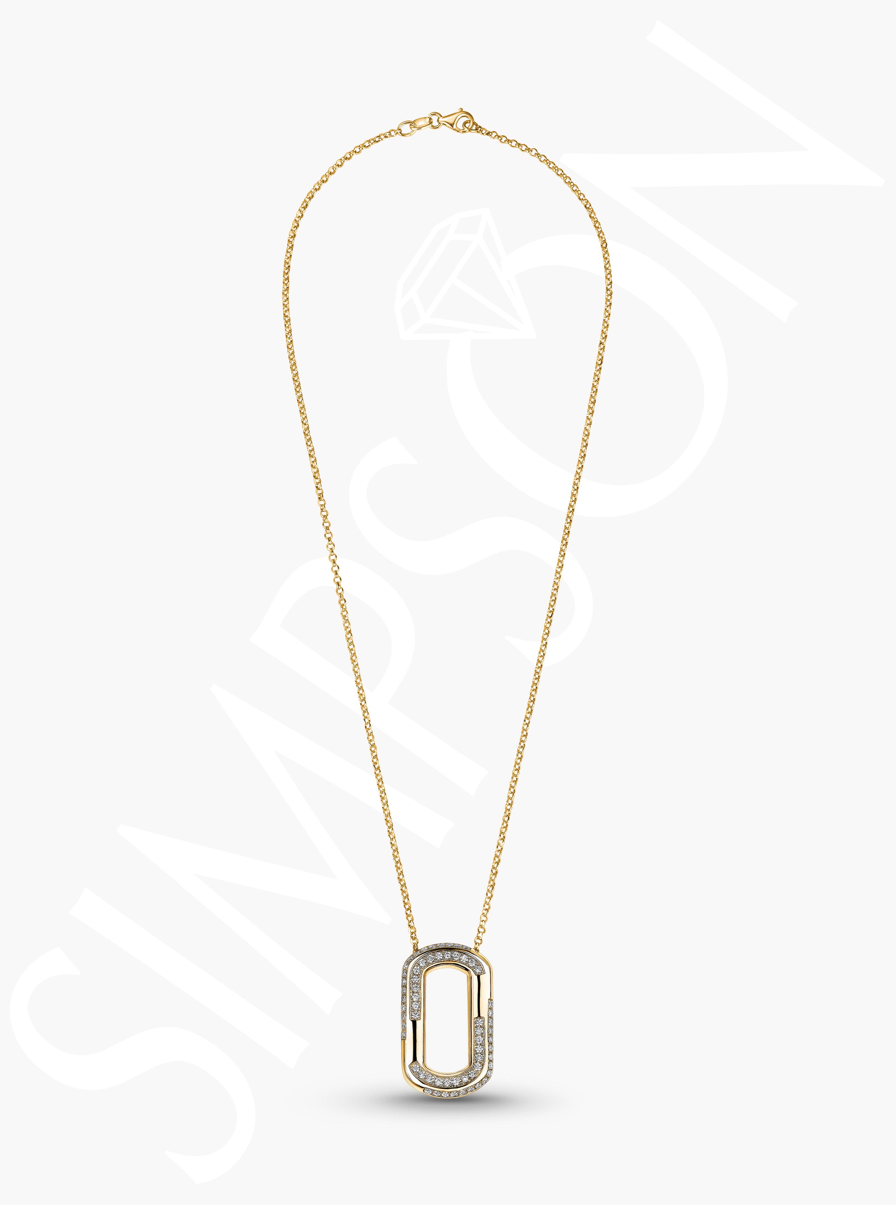 Yellow Gold Pavé Diamond Oval Pendant