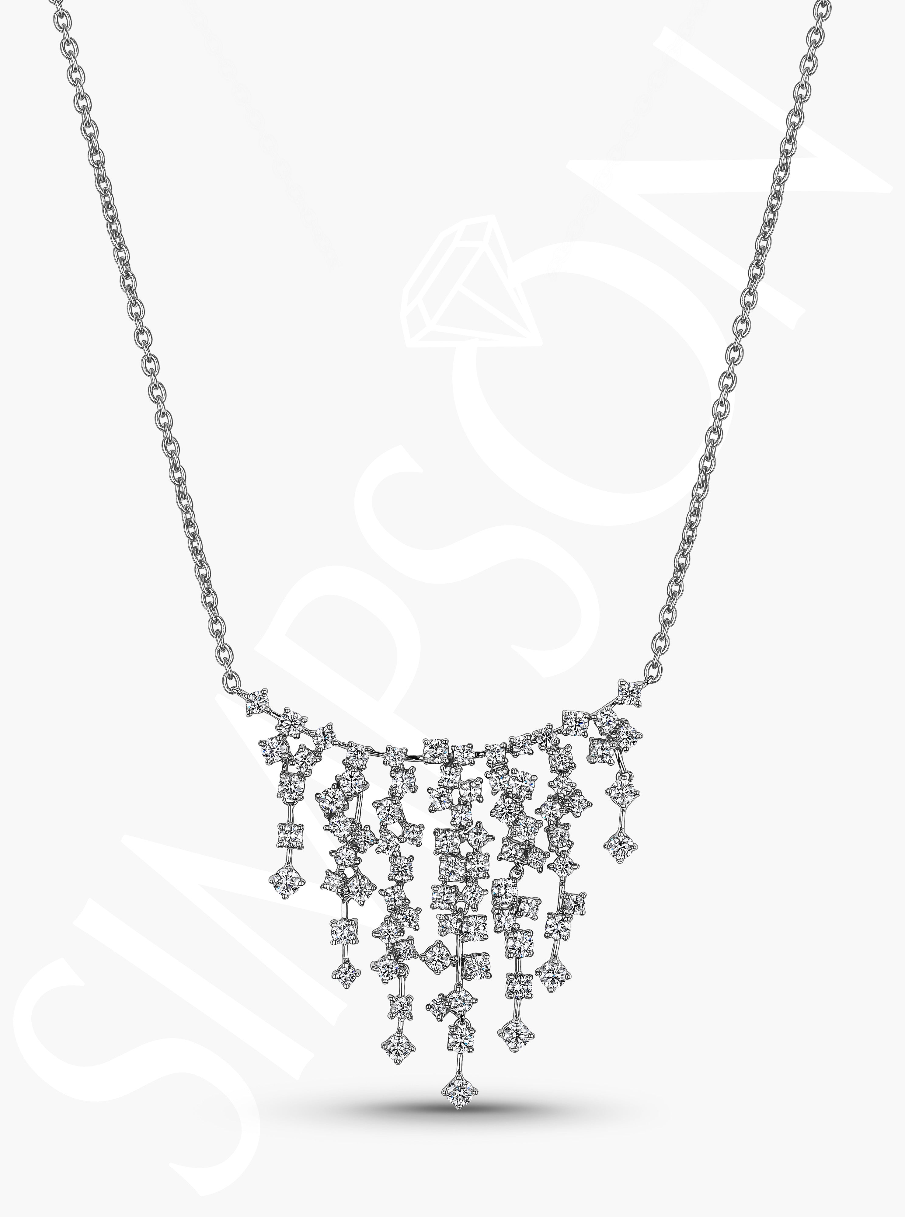 Fringe Necklace with Cascading Diamonds