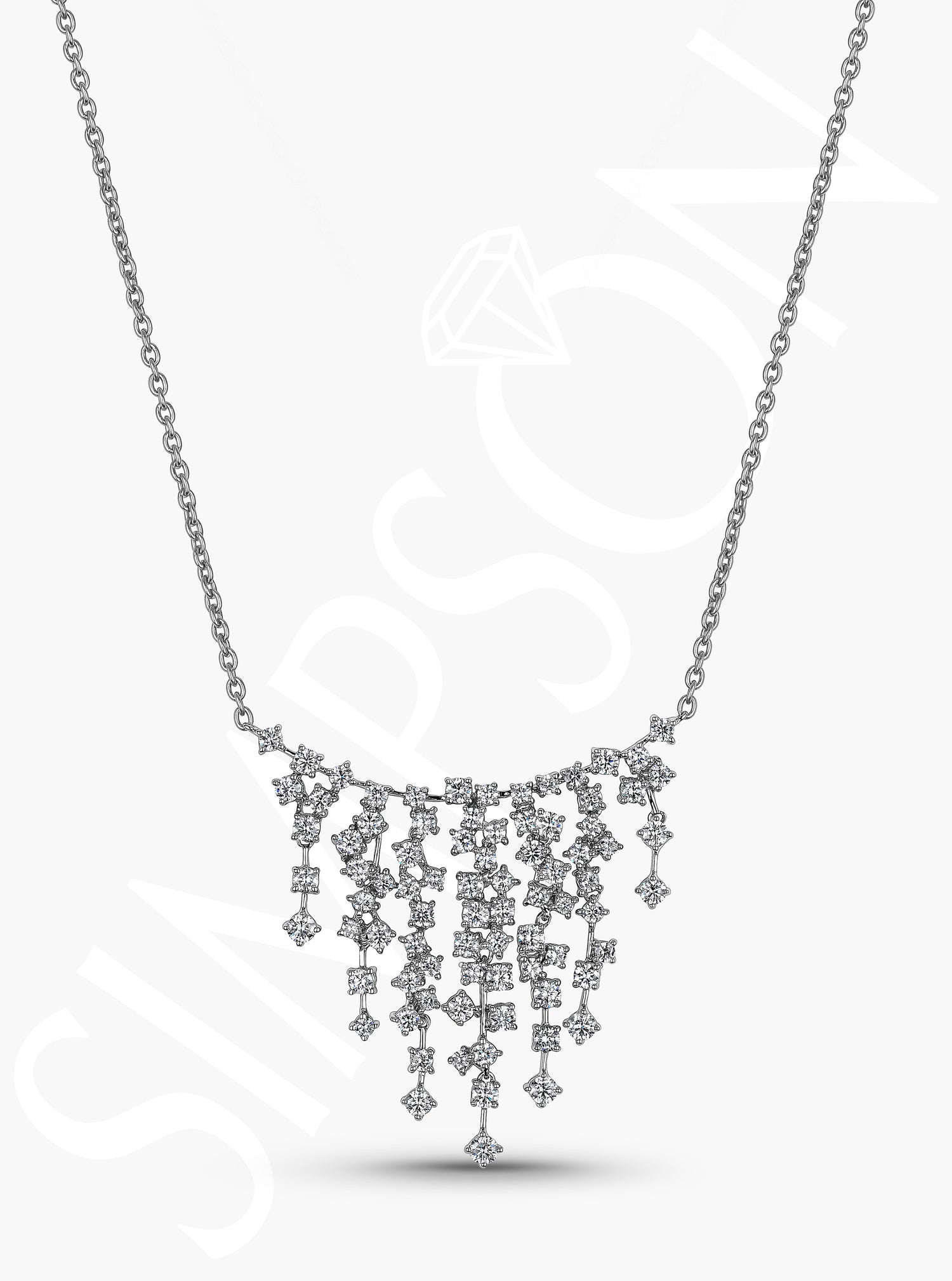 Fringe Necklace with Cascading Diamonds