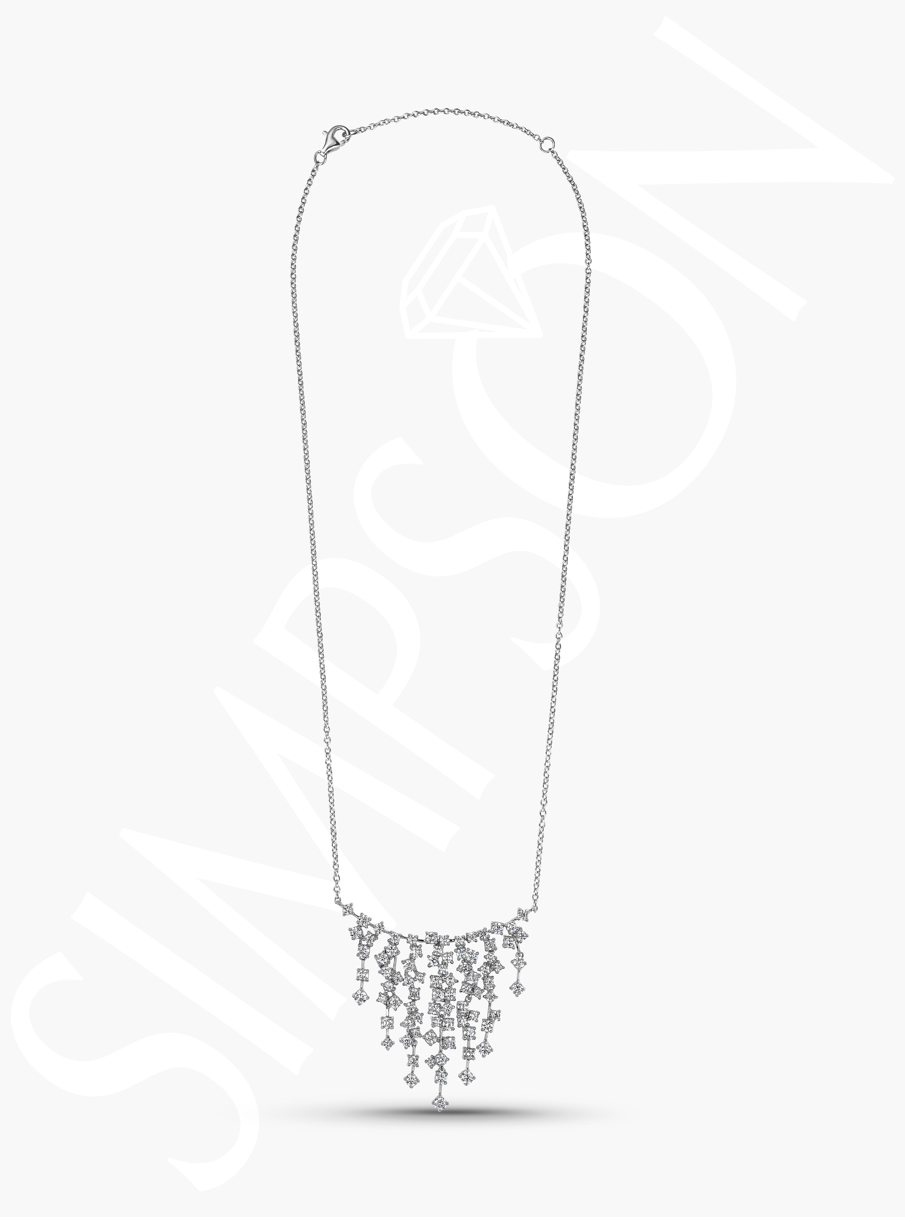 Fringe Necklace with Cascading Diamonds