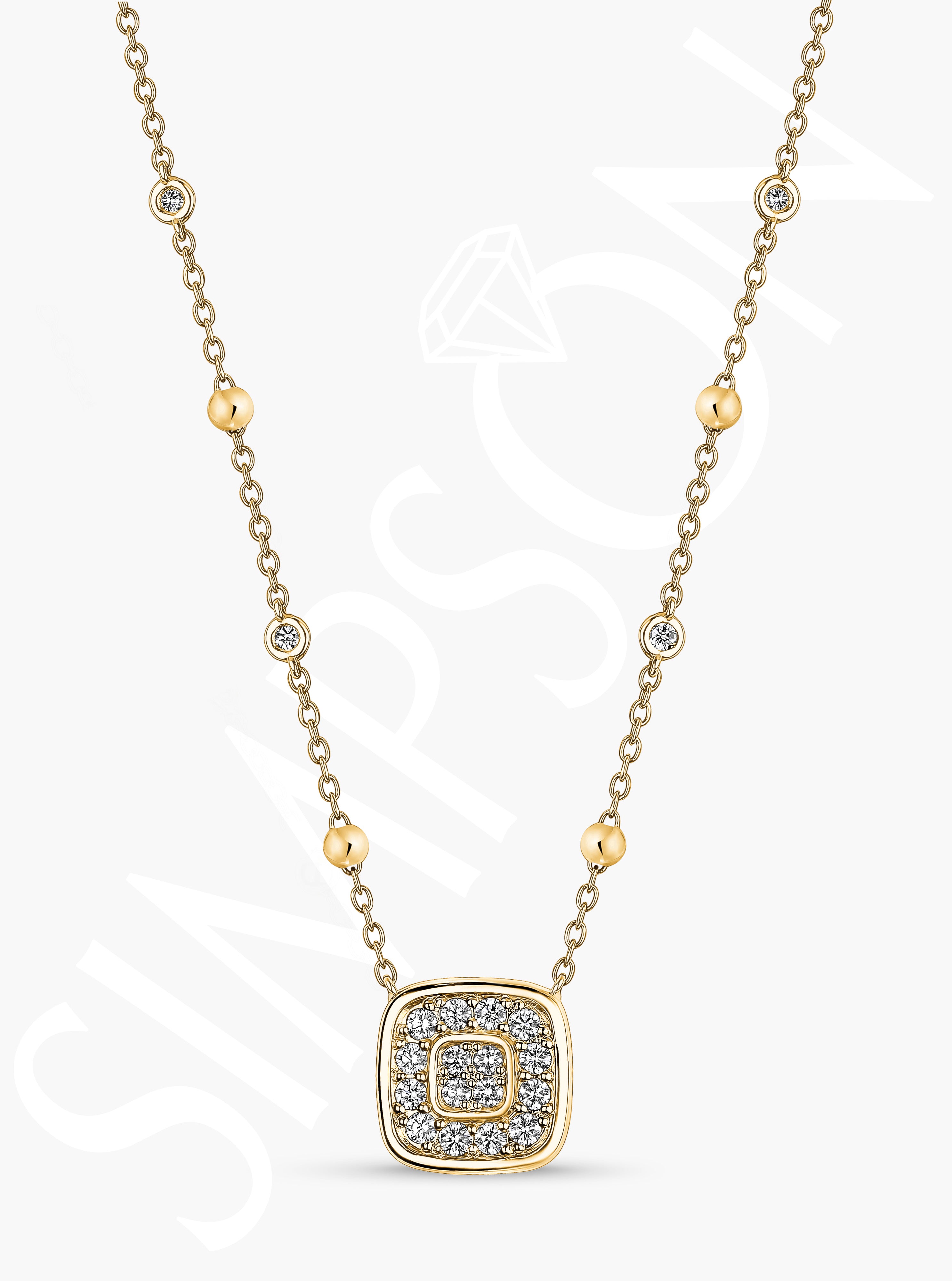 Double Diamond Halo Pendant Necklace