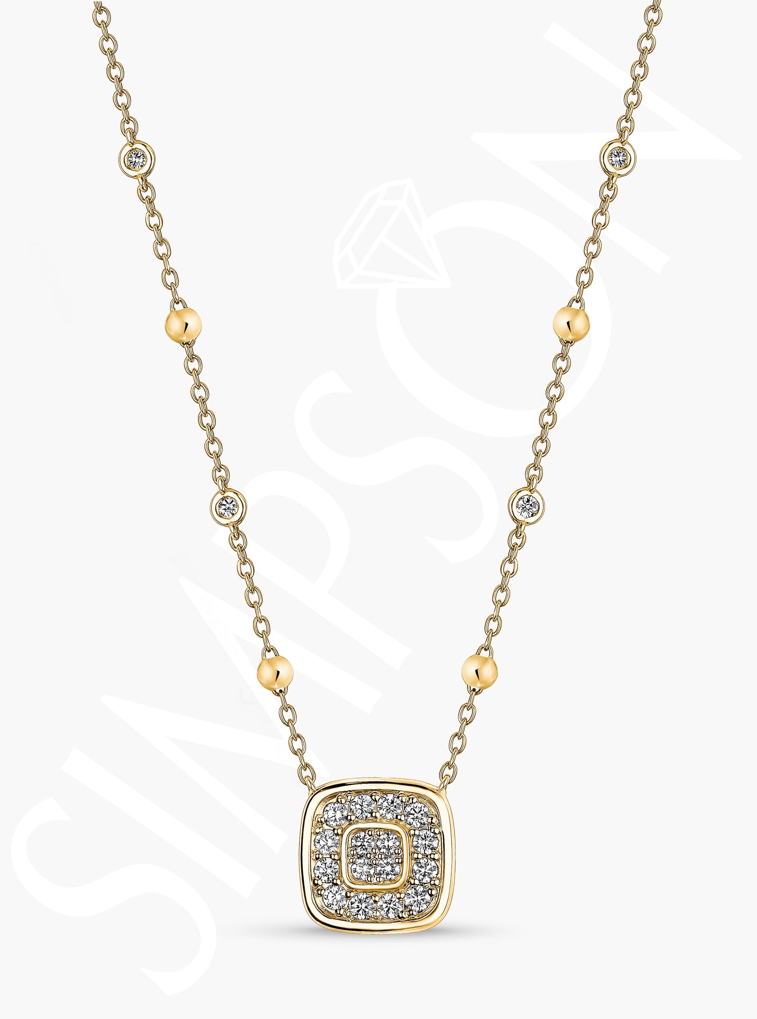 Double Diamond Halo Pendant Necklace
