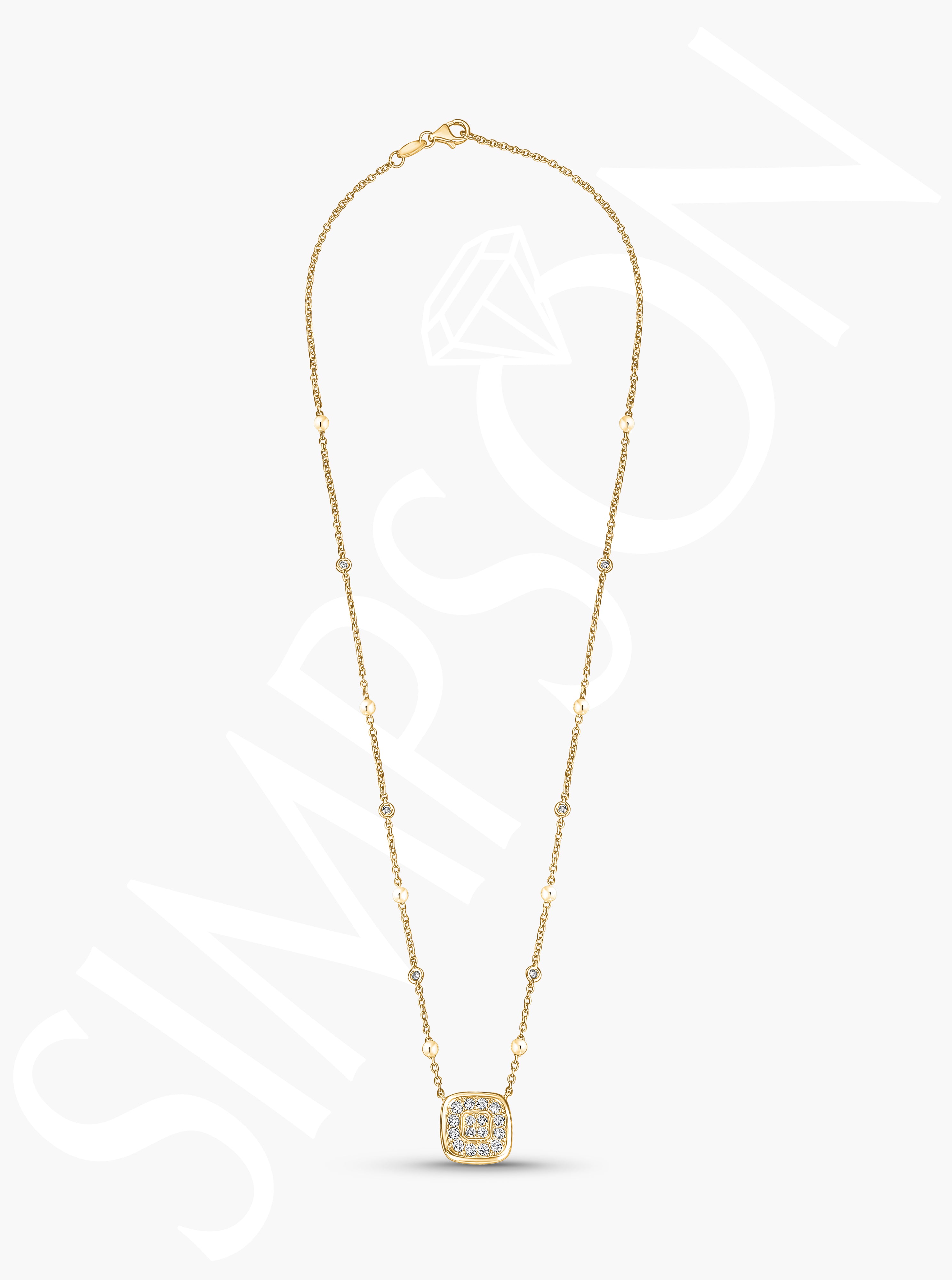 Double Diamond Halo Pendant Necklace