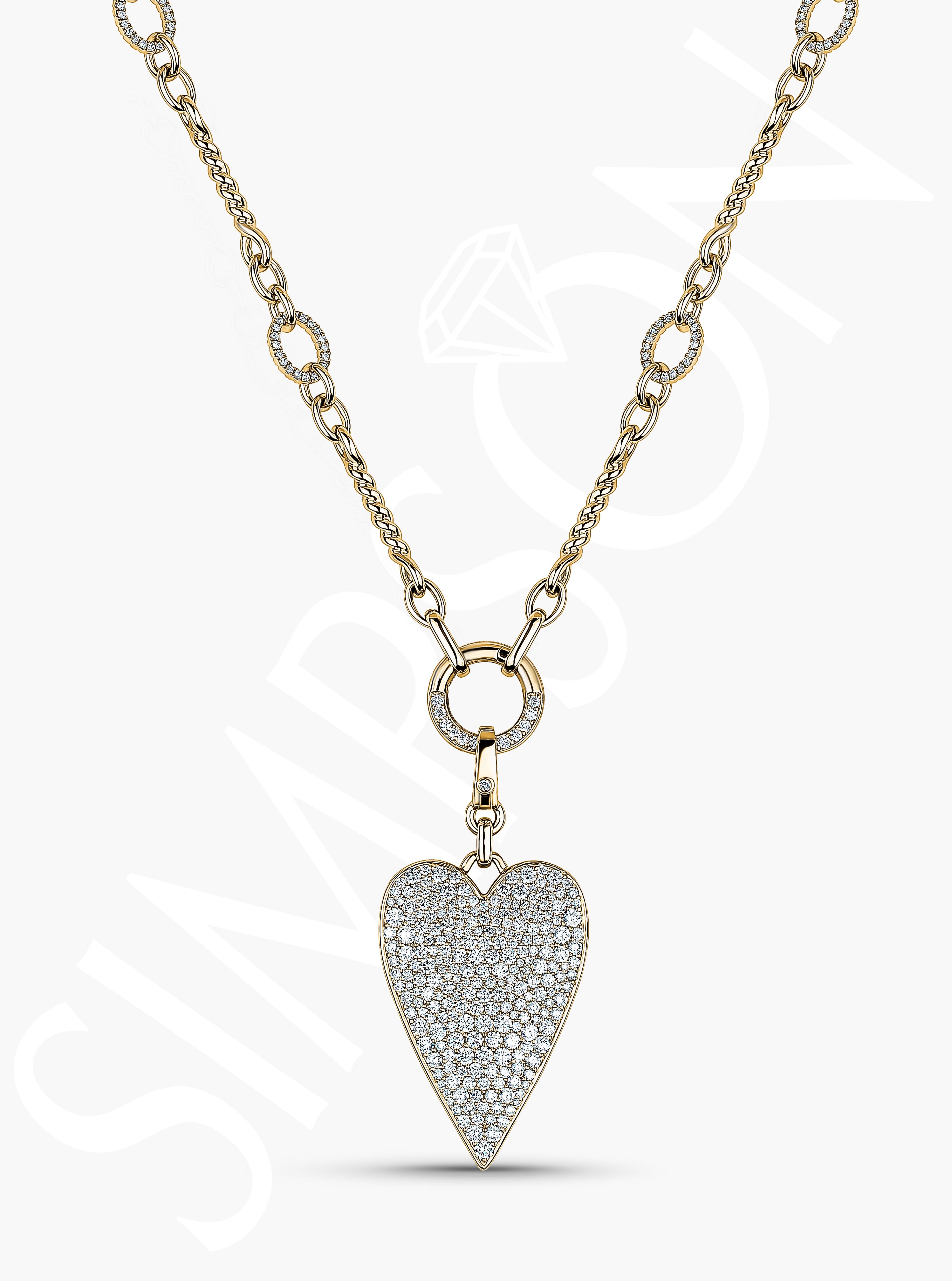 Pavé Diamond Heart Pendant Necklace