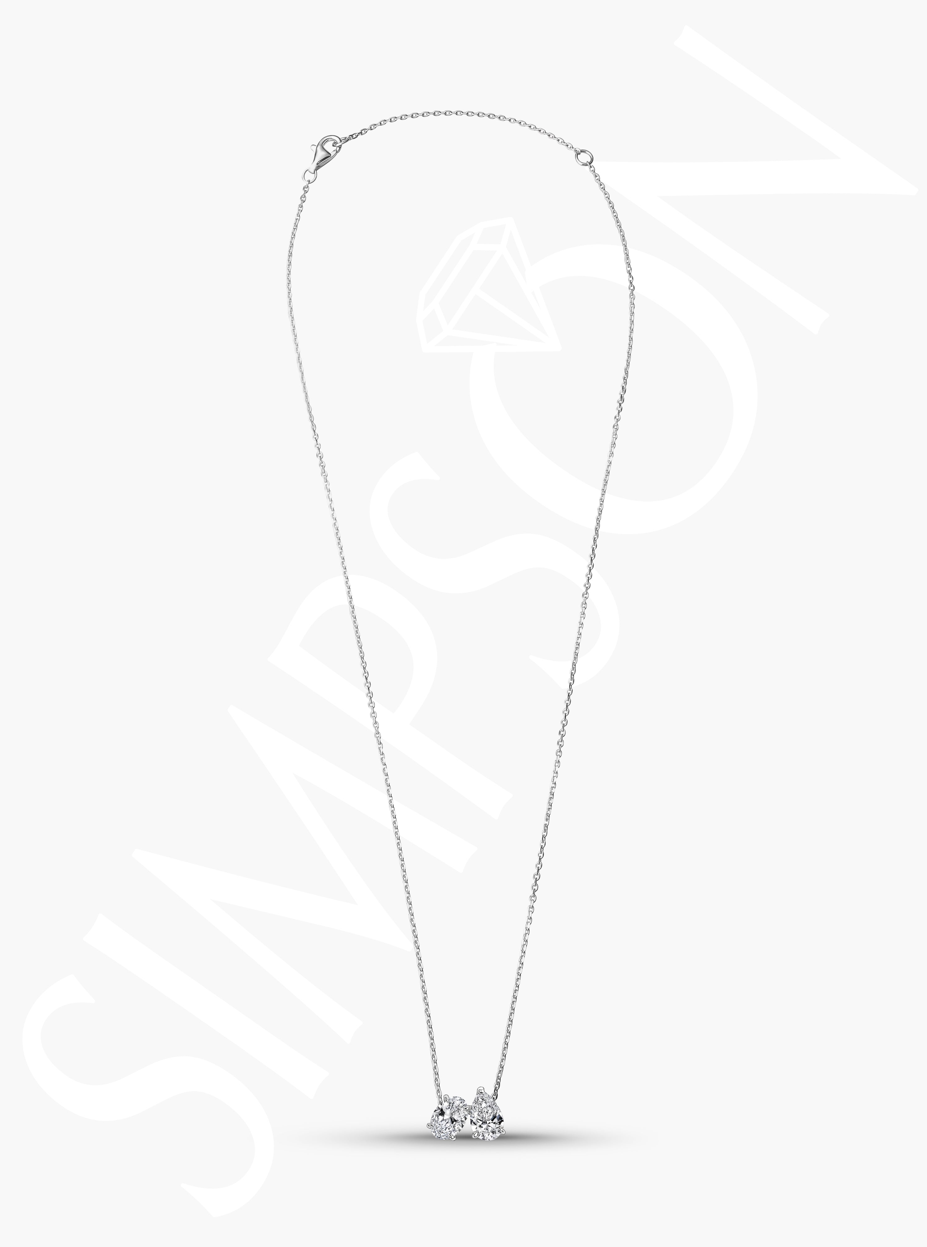 Diamond Oval and Pear Pendant Necklace