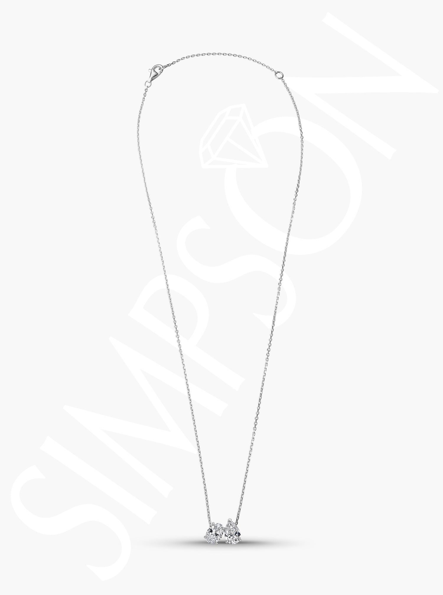 Diamond Oval and Pear Pendant Necklace