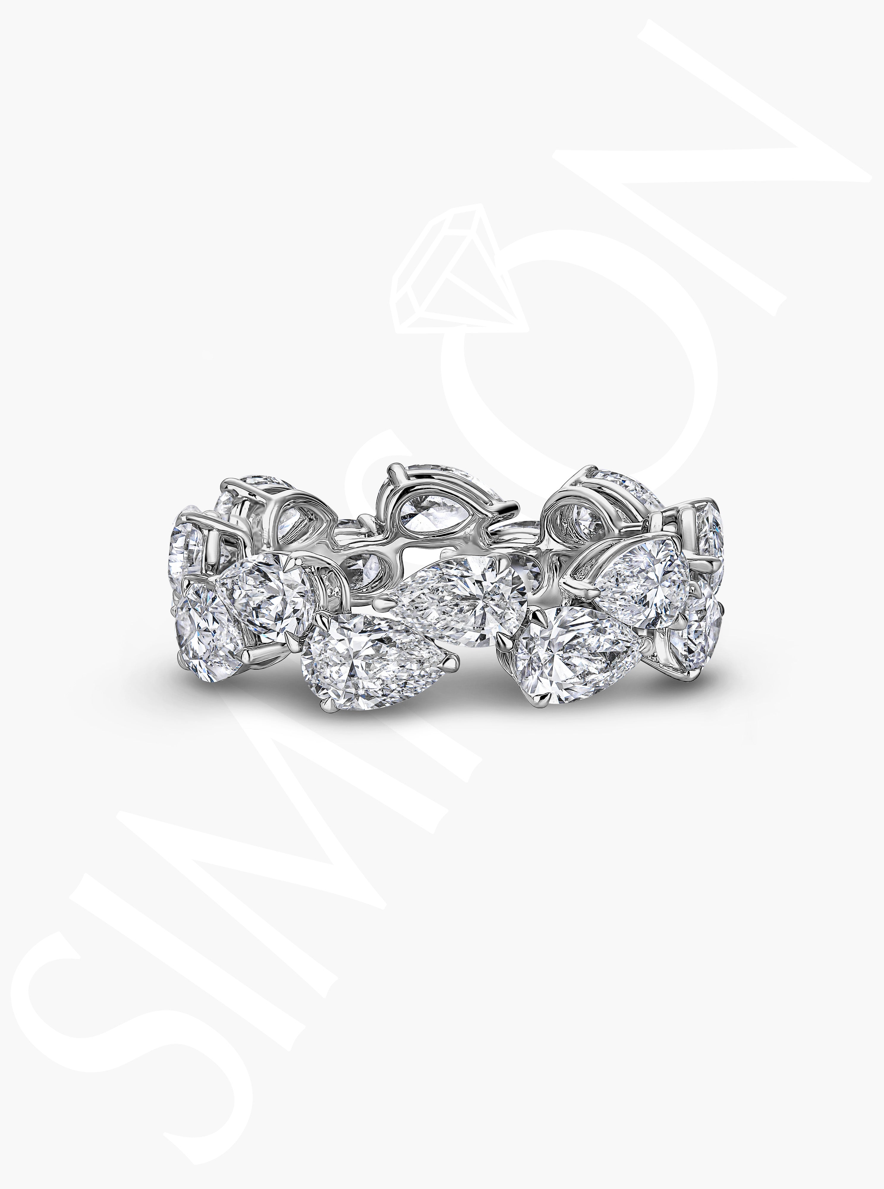 White Gold Eternity Band with Pear-Shaped Diamonds