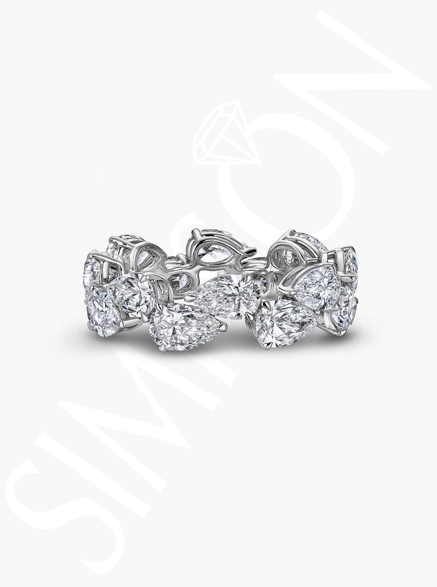 White Gold Eternity Band with Pear-Shaped Diamonds