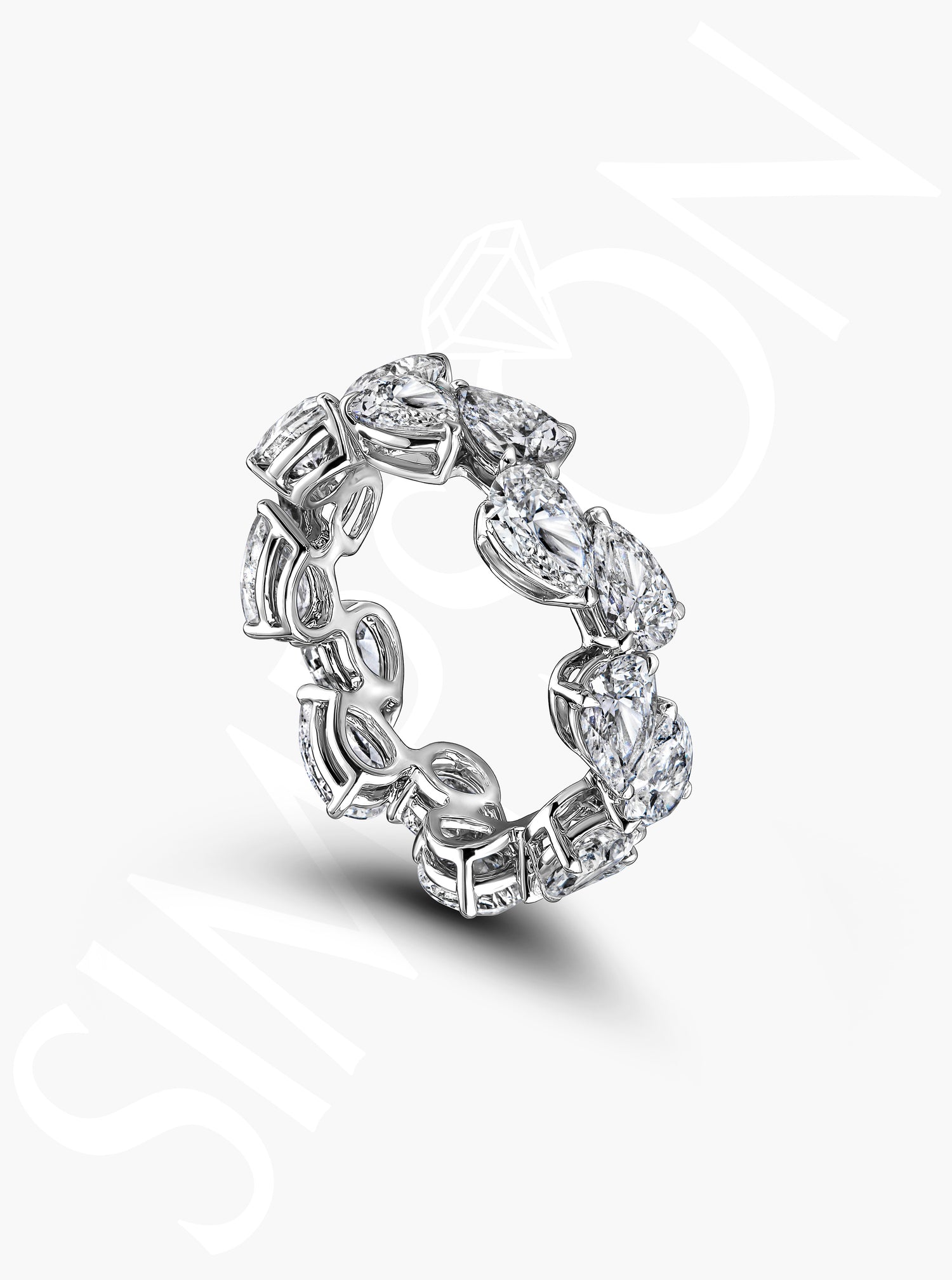 White Gold Eternity Band with Pear-Shaped Diamonds