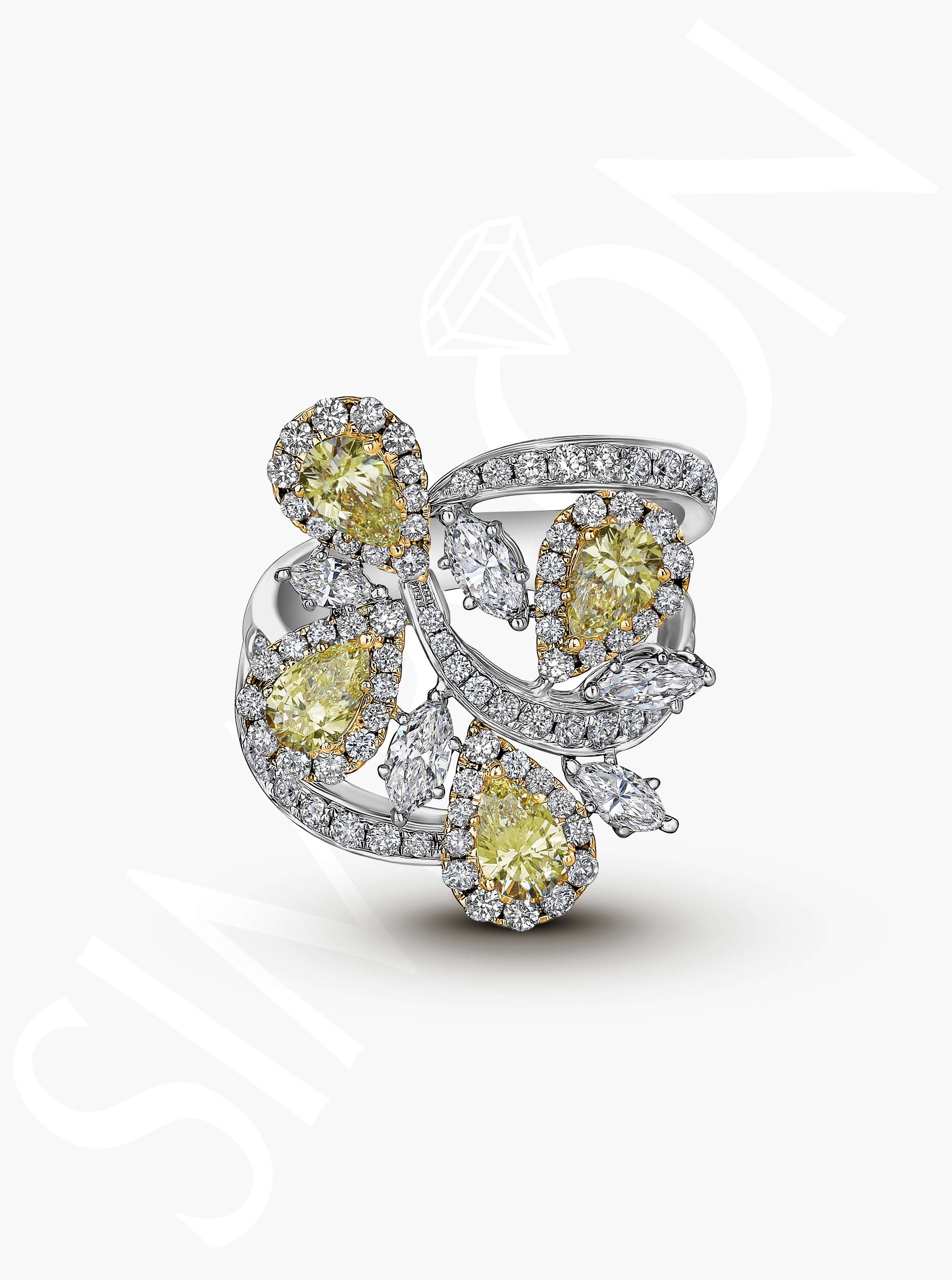 Yellow Diamond Vine Ring