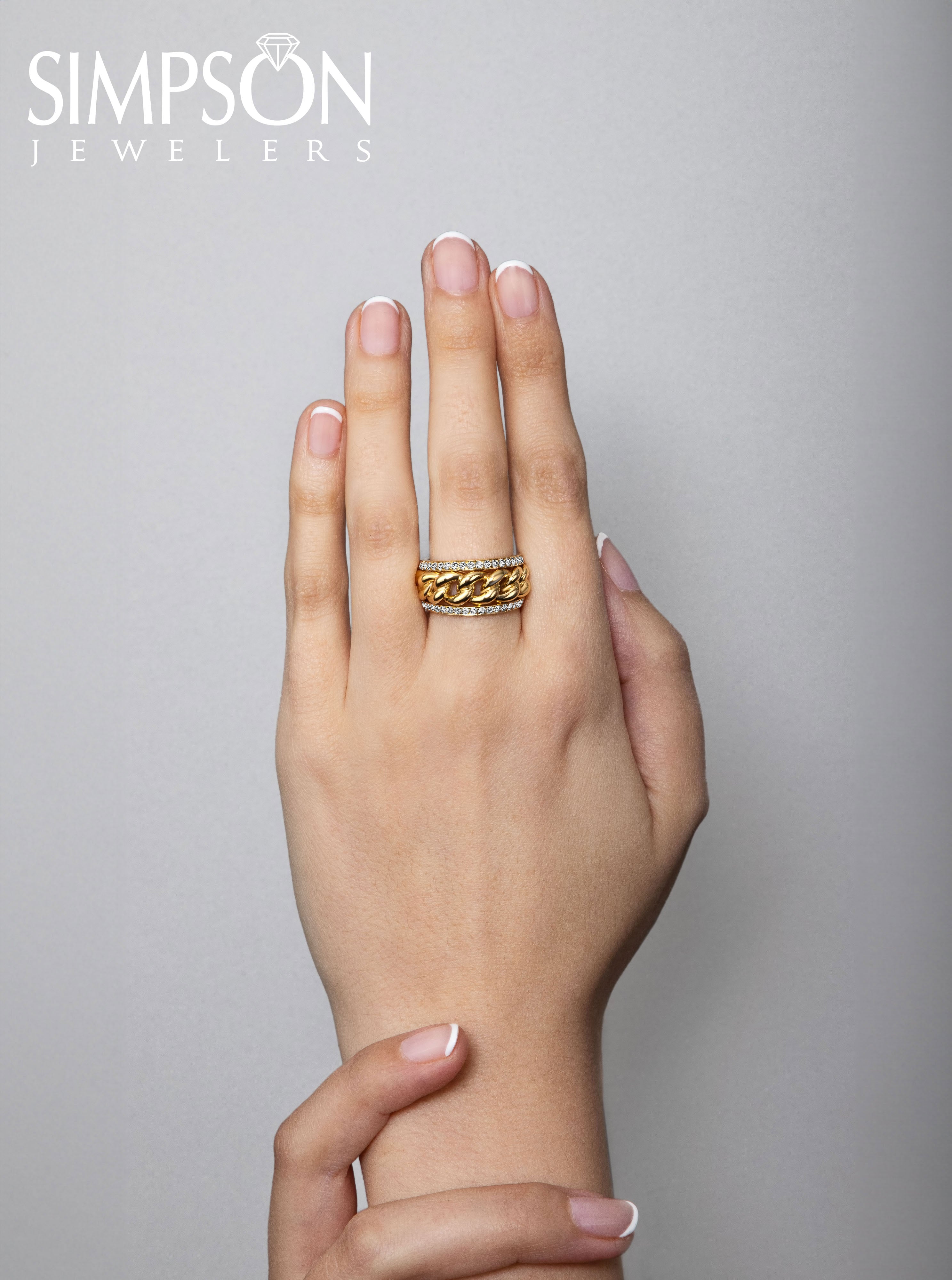 Gold Chain-Link Diamond Ring